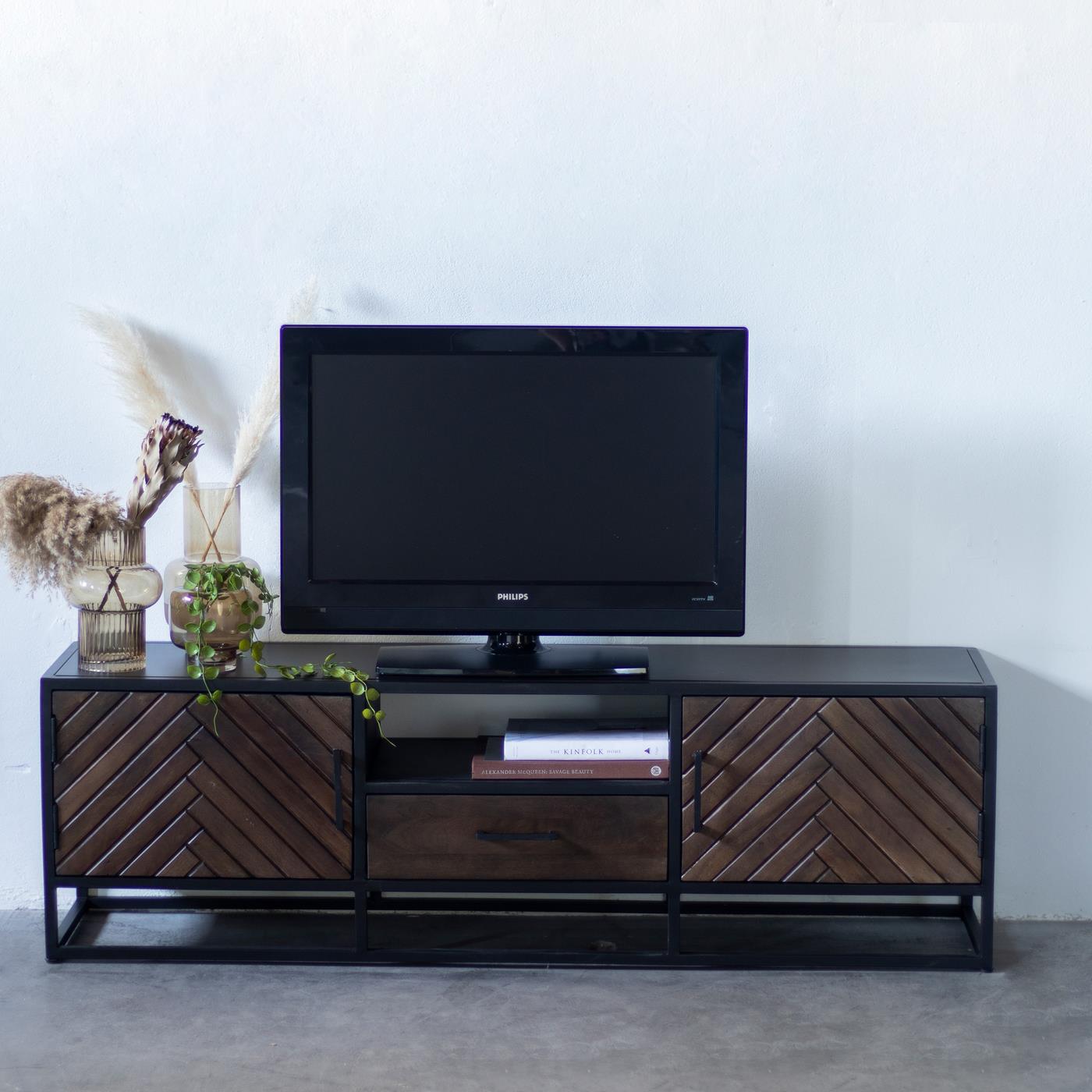 Giga Meubel - Tv-Meubel Bruin Visgraat - 165cm - Mangohout