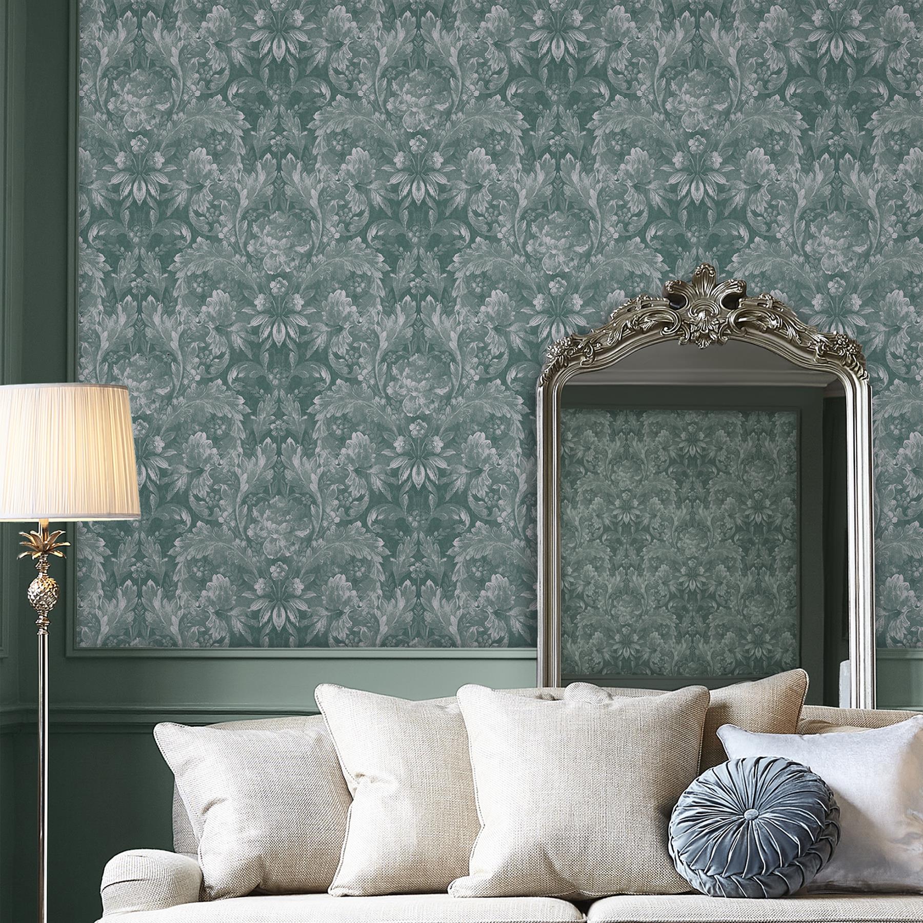 Laura Ashley Apolline Behang - Bloemen - 10mx52cm - Groen