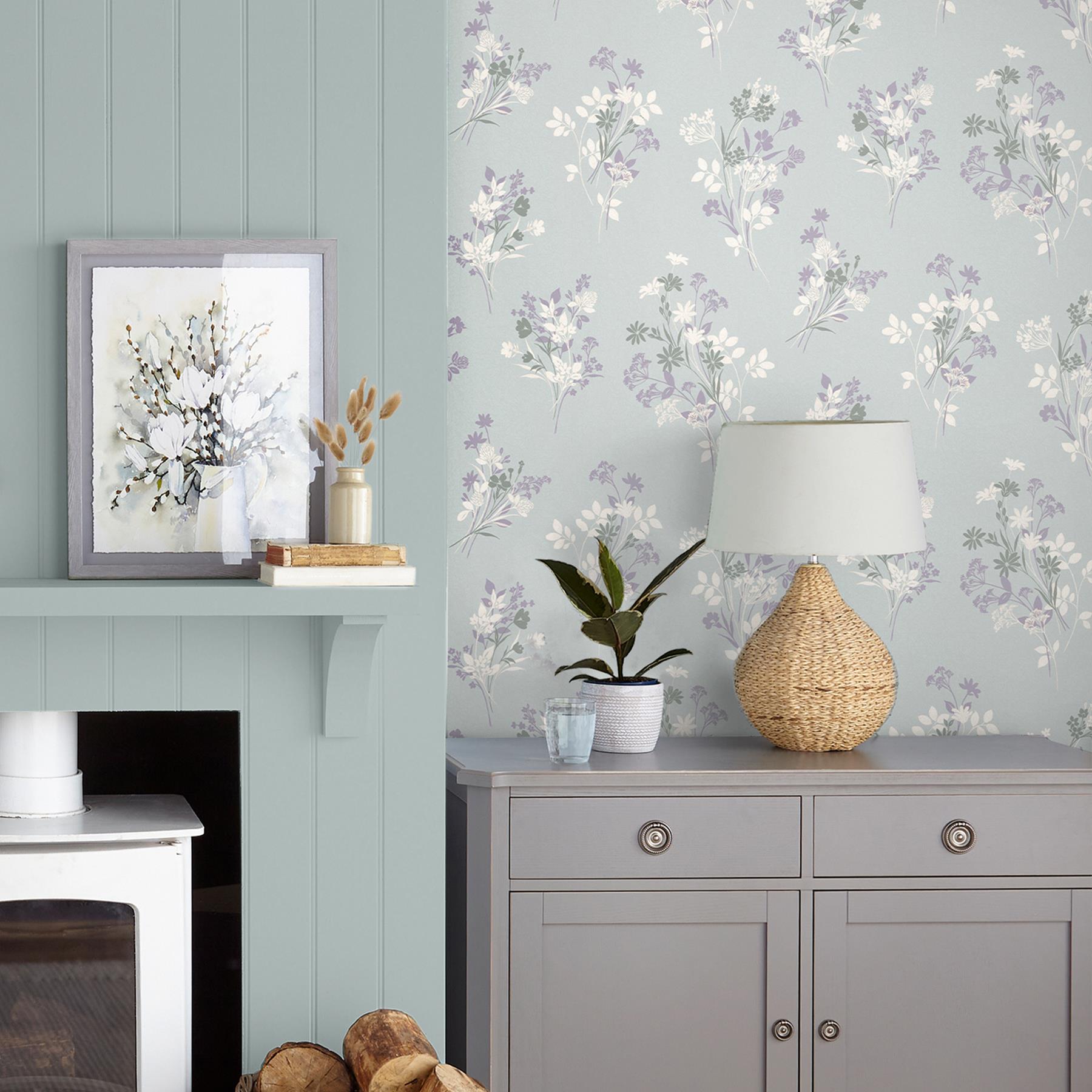 Laura Ashley Igerna Behang - Bloemen - 10mx52cm - Blauw