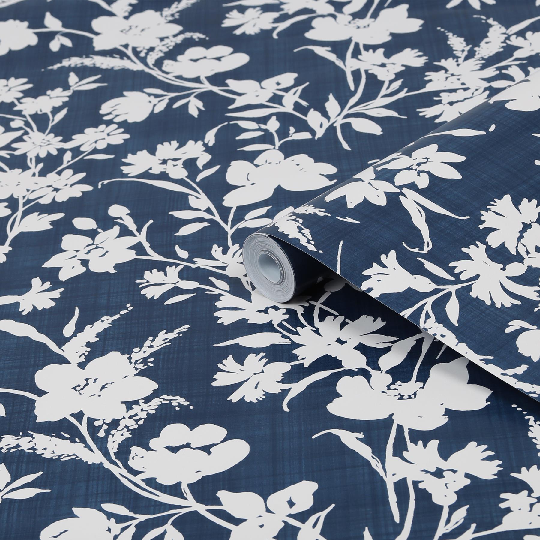 Laura Ashley Rye Behang - Bloemen - 10mx52cm - Blauw