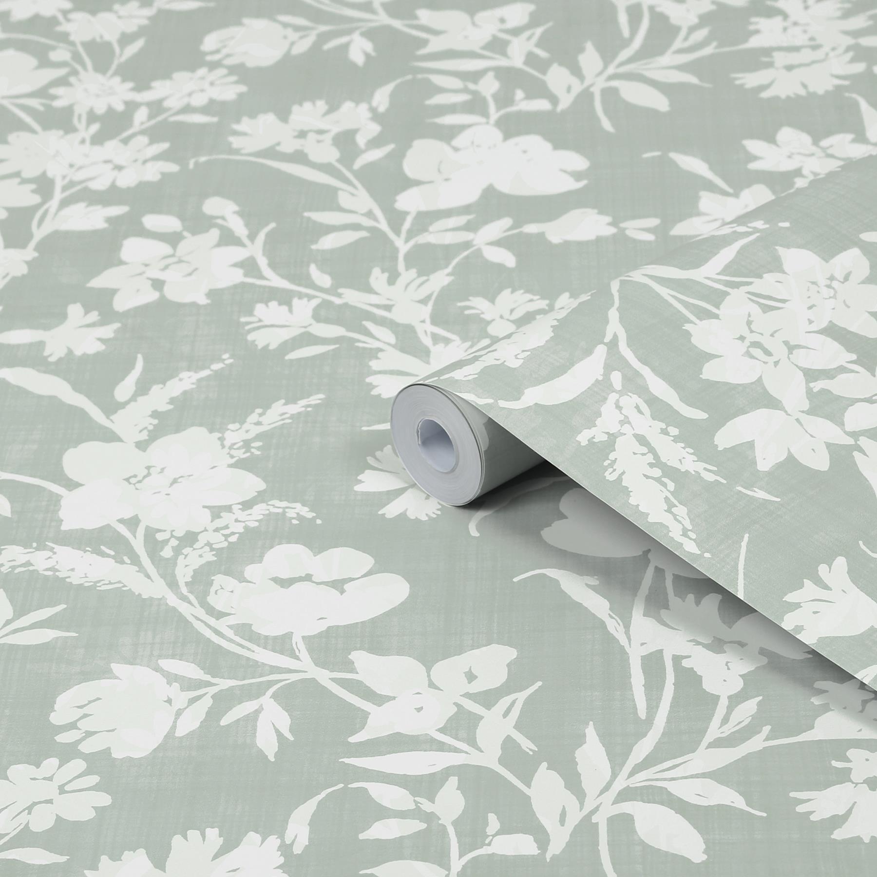 Laura Ashley Rye Behang - Bloemen - 10mx52cm - Groen