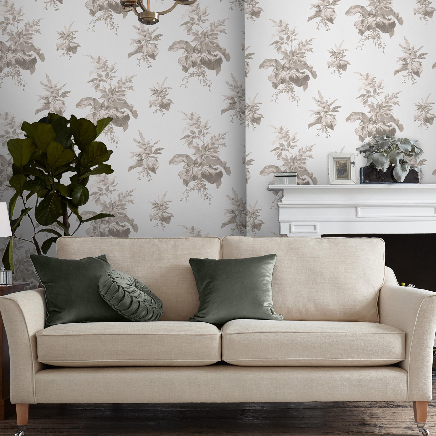 Laura Ashley Narberth Behang - Bloemen - 10mx52cm - Grijs