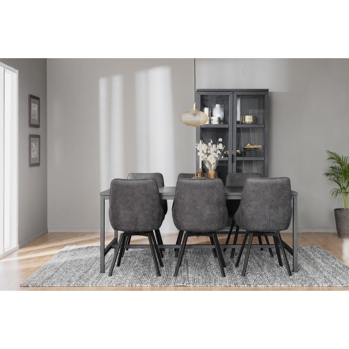 Rowico Home Everett Houten Vitrinekast - H 195 cm - Zwart