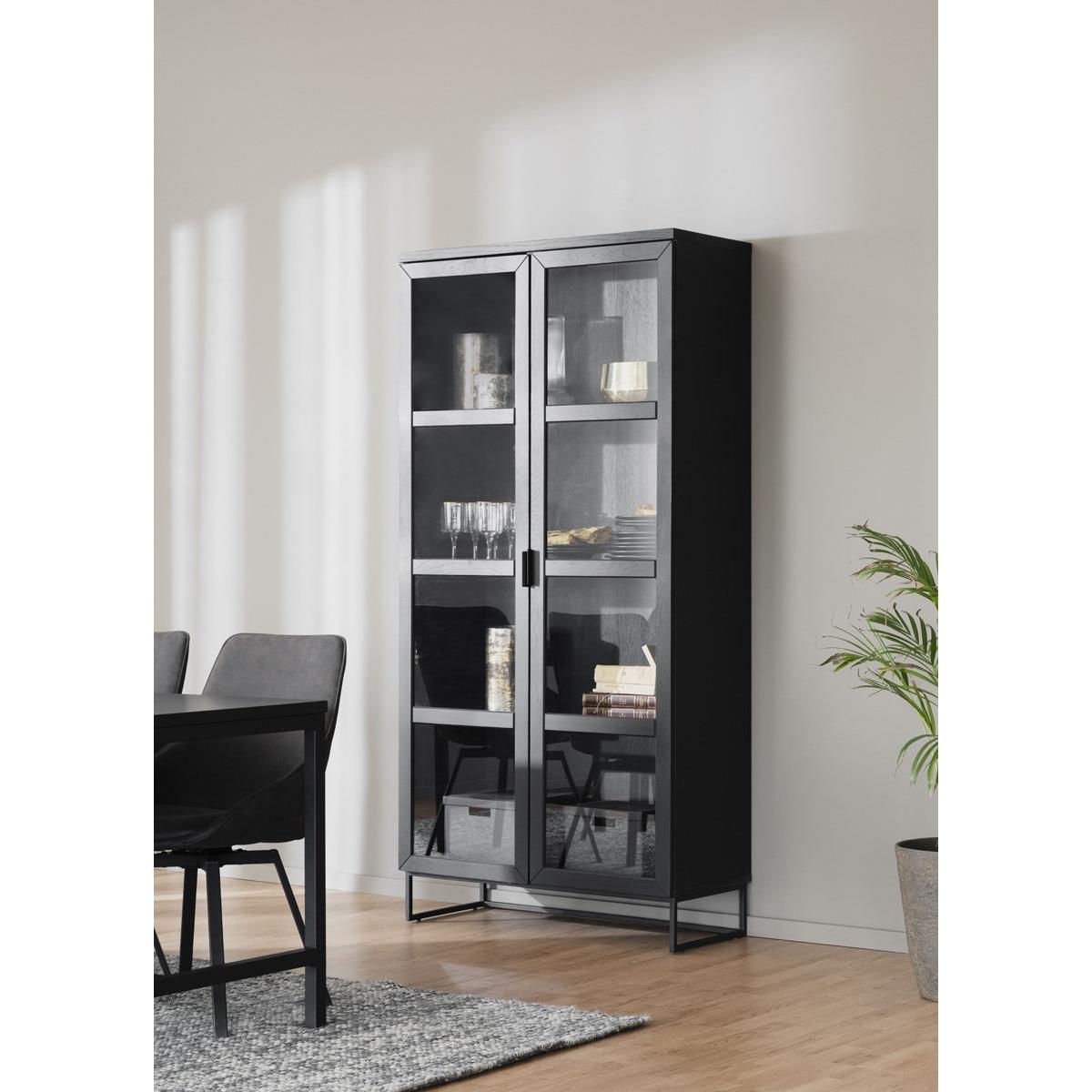 Rowico Home Everett Houten Vitrinekast - H 195 cm - Zwart