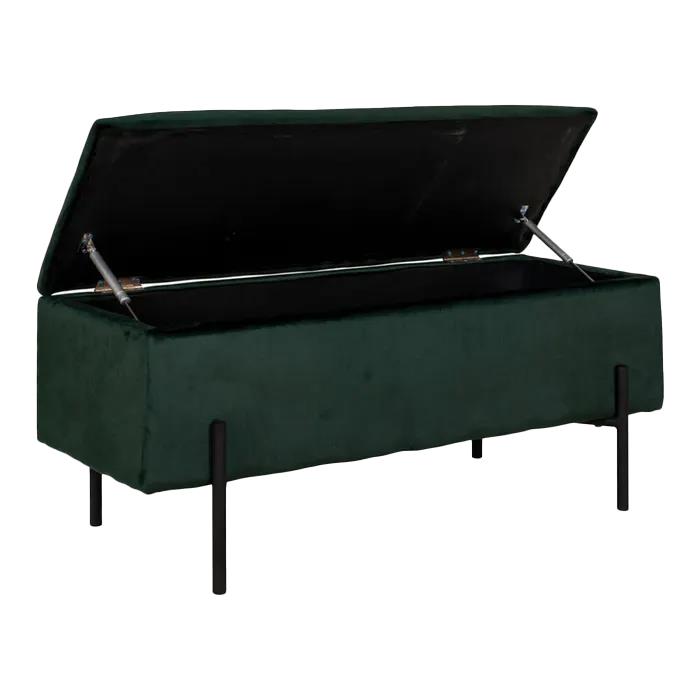Artichok Marlou velvet bankje met opbergruimte donkergroen - 95 x 46