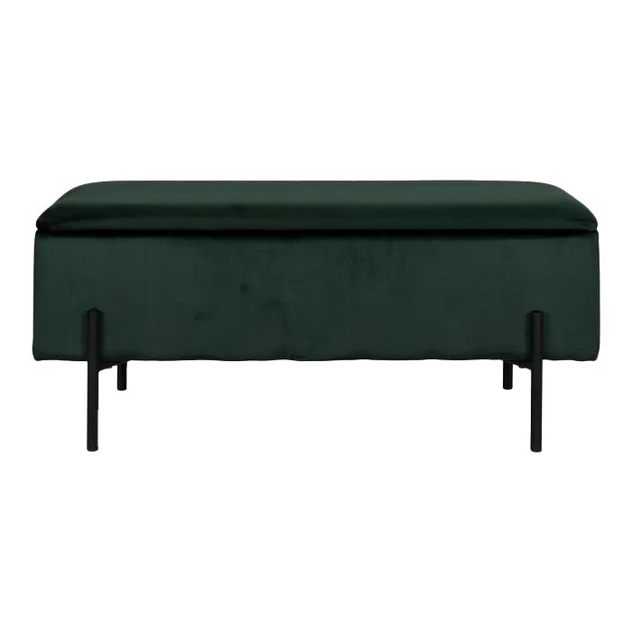 Artichok Marlou velvet bankje met opbergruimte donkergroen - 95 x 46