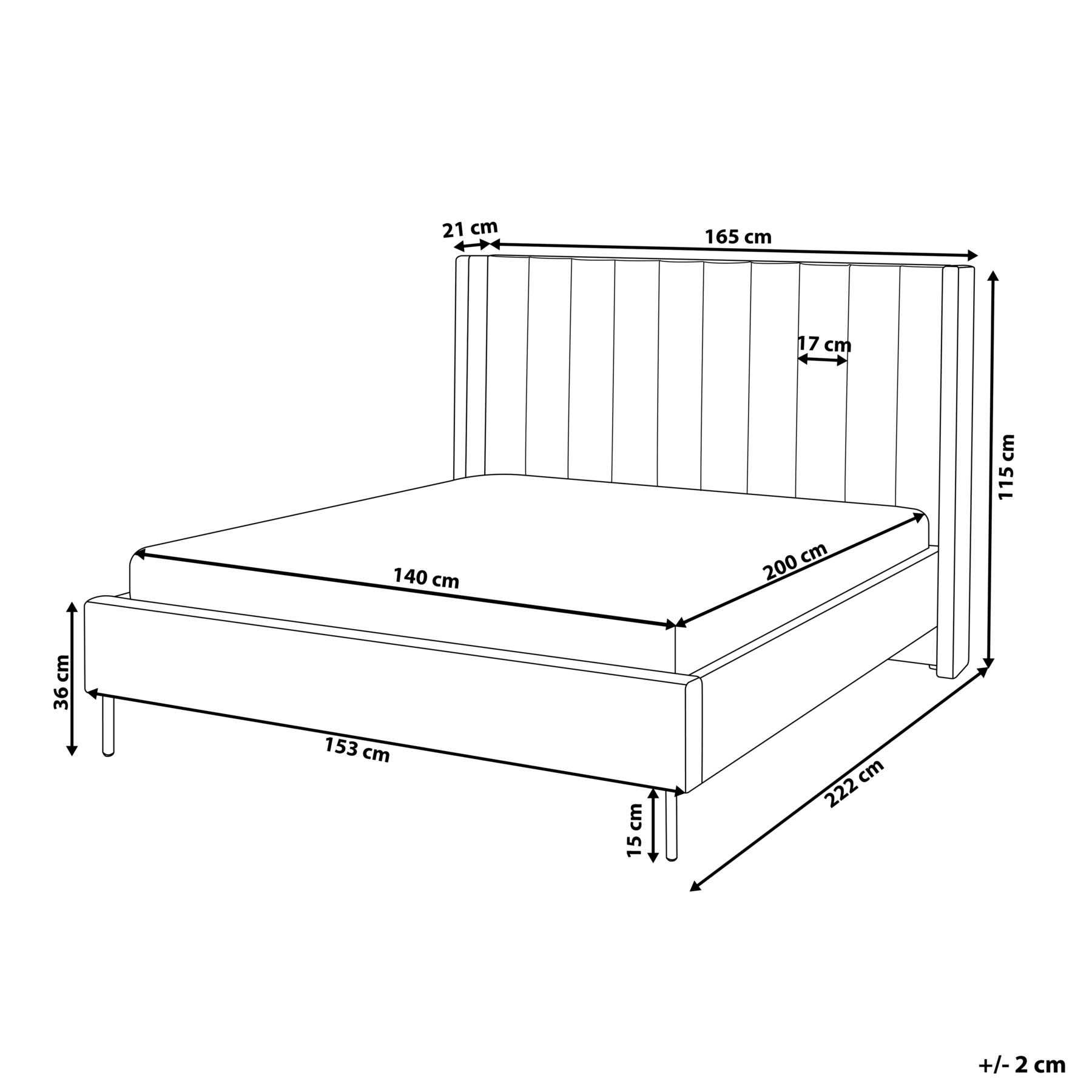 Beliani-VILETTE -Tweepersoonsbed-Lichtbeige-140 x 200 cm-Bouclé