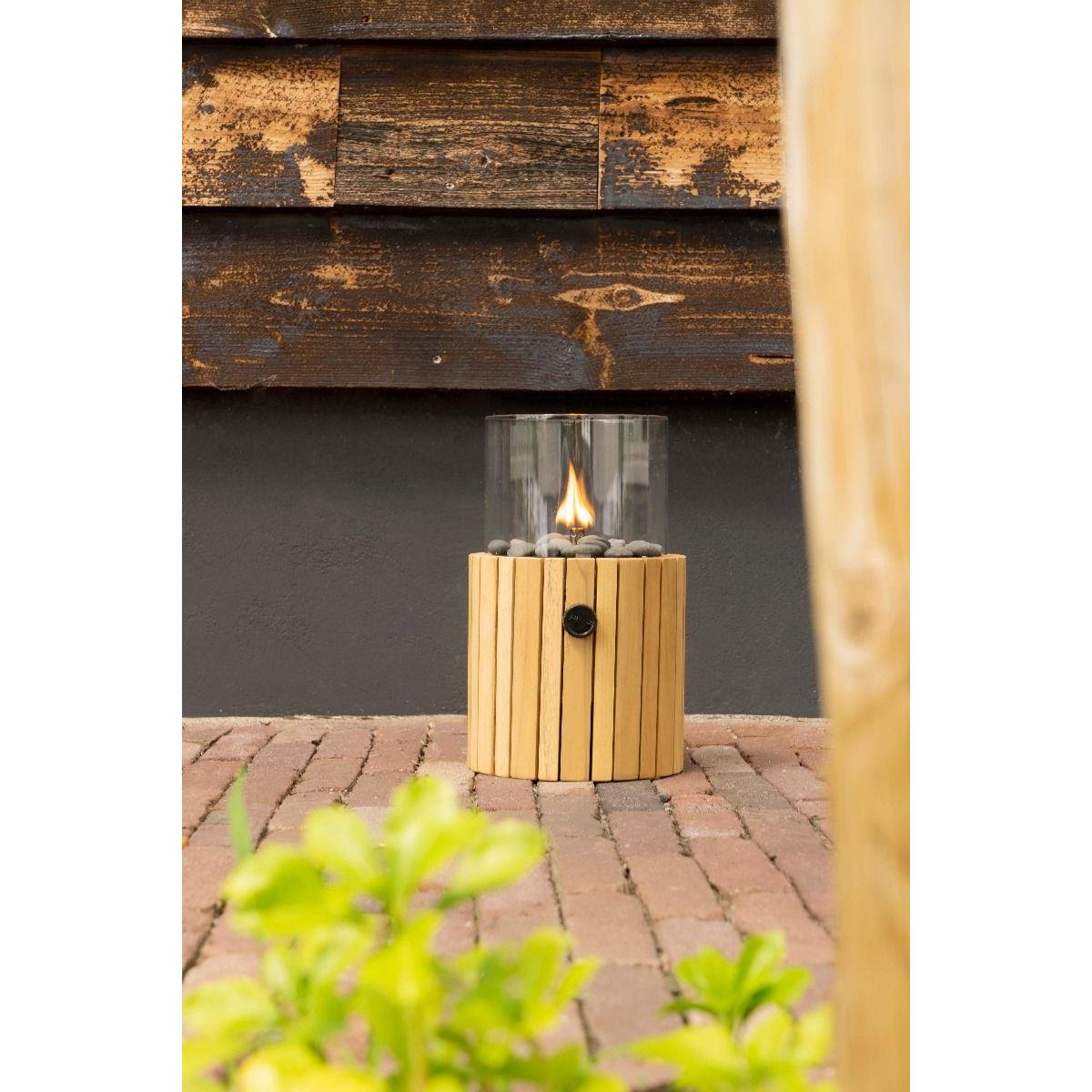 Cosiscoop Timber teak - gaslantaarn met gaspatroon
