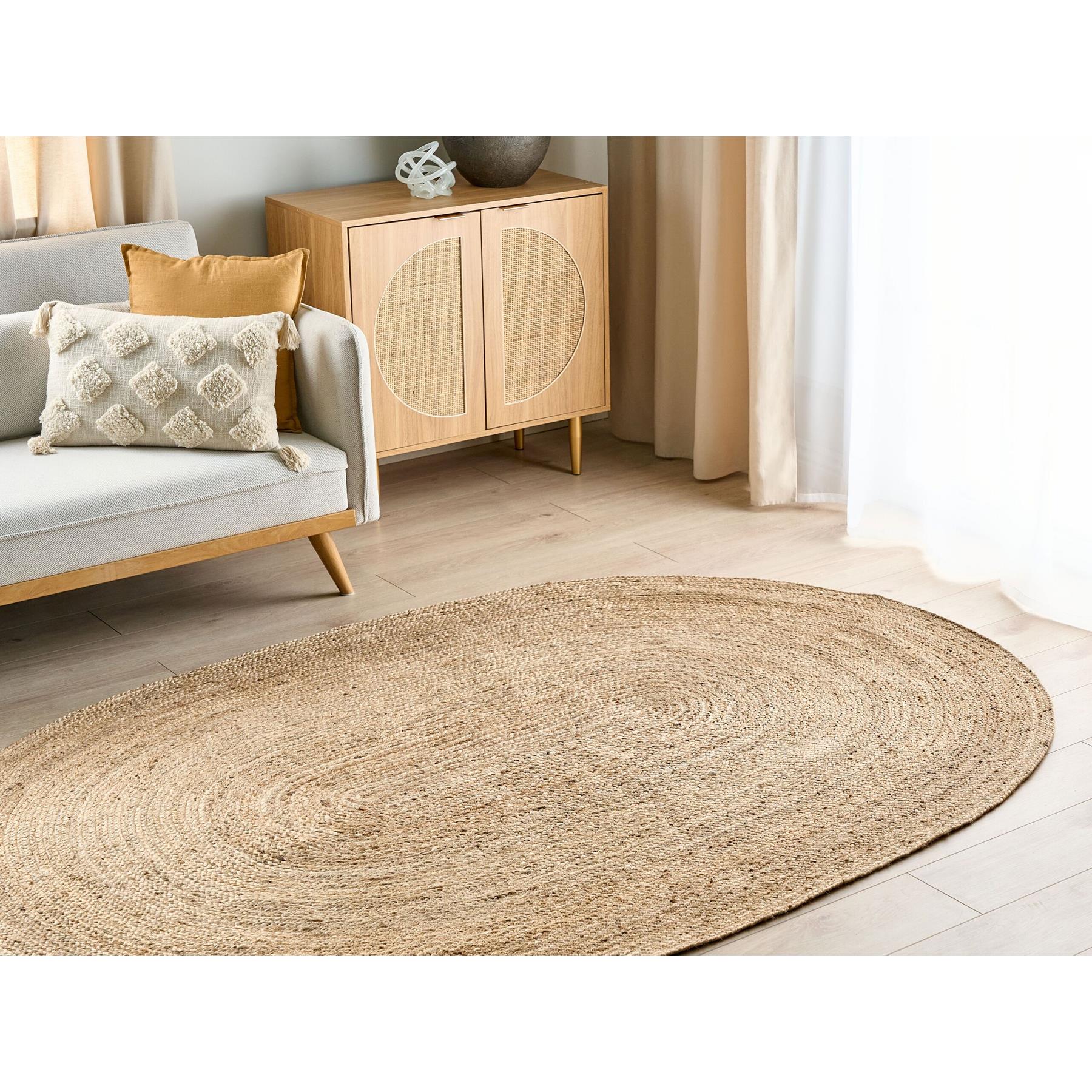 Beliani - DEMIRCI - Laagpolig vloerkleed - Beige - 160 x 230 cm - Jute