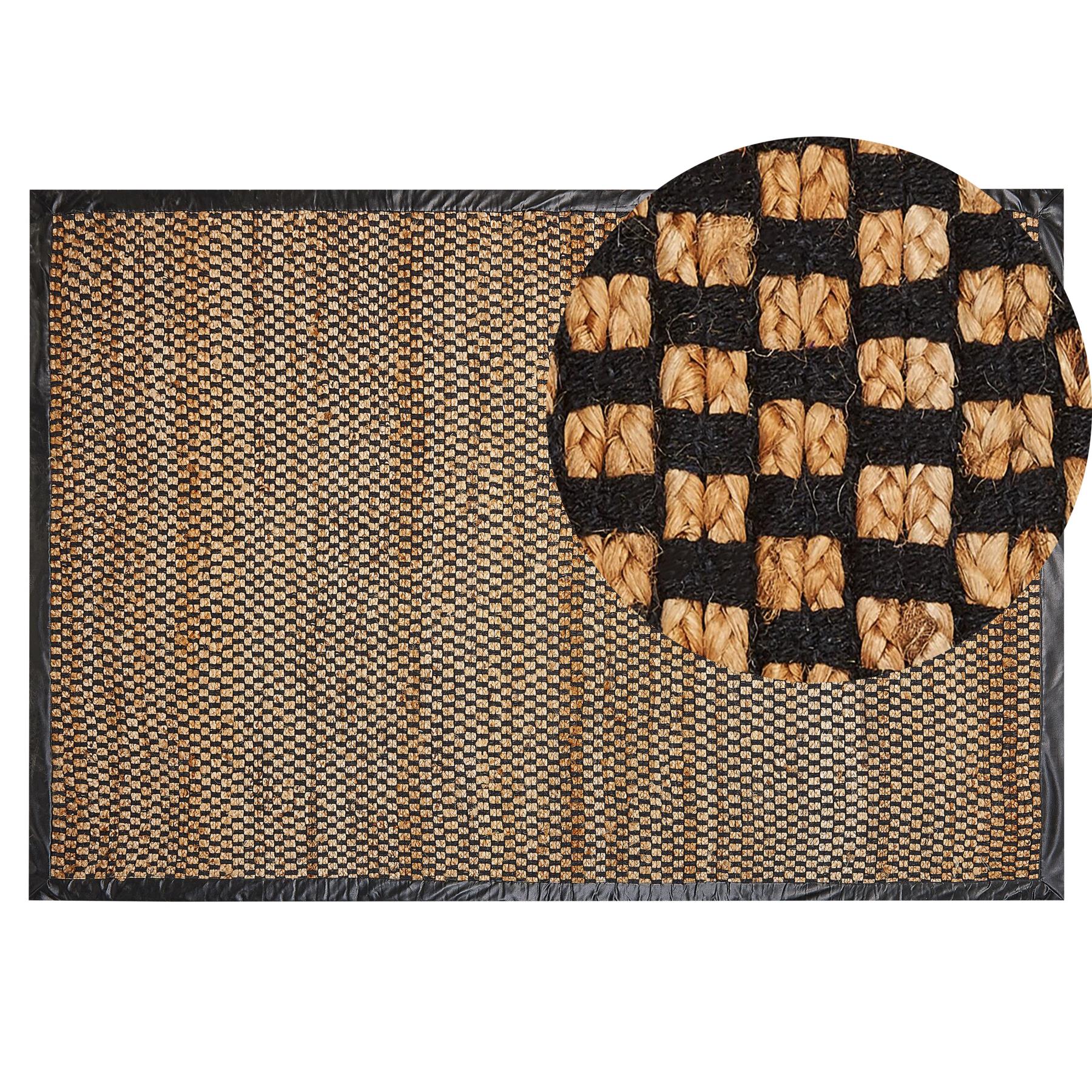 Beliani - GERCE - Jute vloerkleed - Zwart|Beige - 140 x 200 cm - Jute