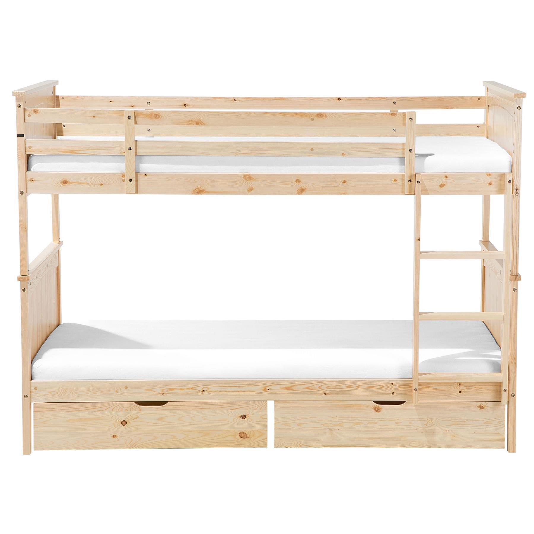 Beliani-ALBON-Stapelbed opbergruimte-Lichthout-90 x 200 cm-Dennenhout