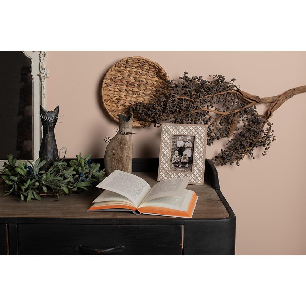 Clayre & Eef Decoratie Beeld Kat 26 cm Bruin Hout IJzer