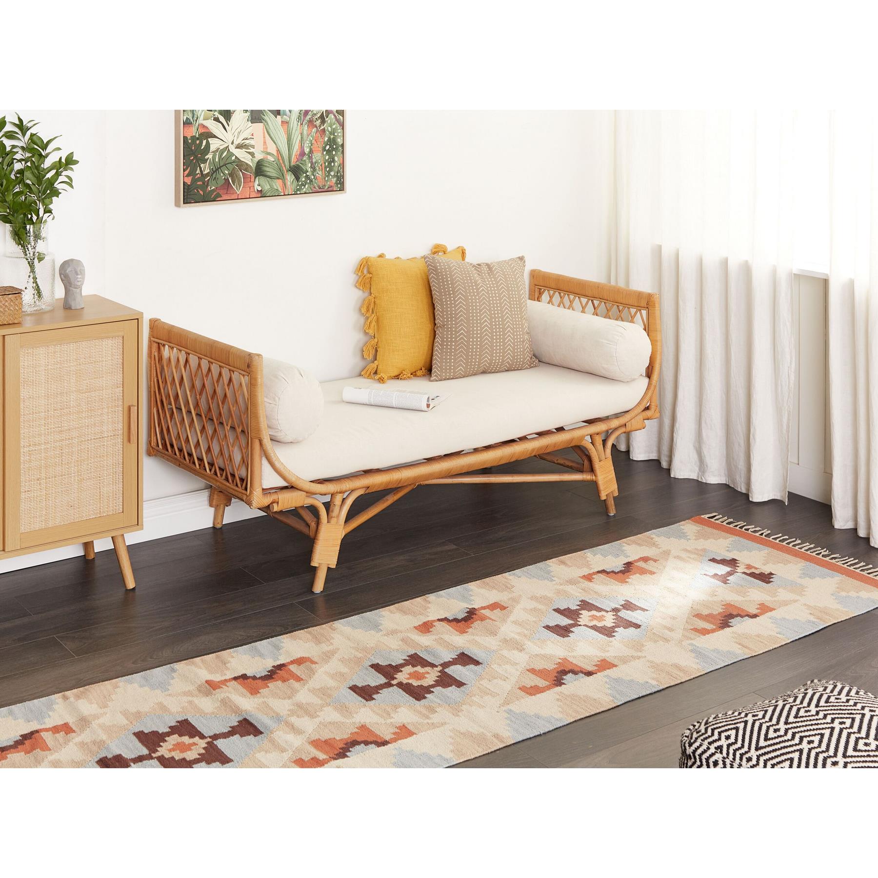 Beliani-DILIJAN-Kelim vloerkleed-Meerkleurig-80 x 300 cm-Katoen