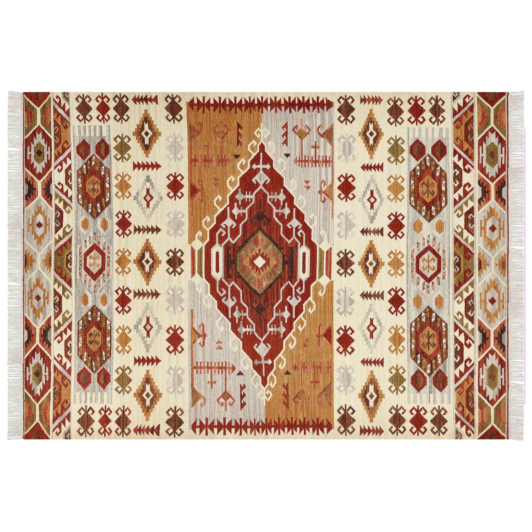 Beliani-PROSHYAN-Kelim vloerkleed-Multicolor-200 x 300 cm-Wol