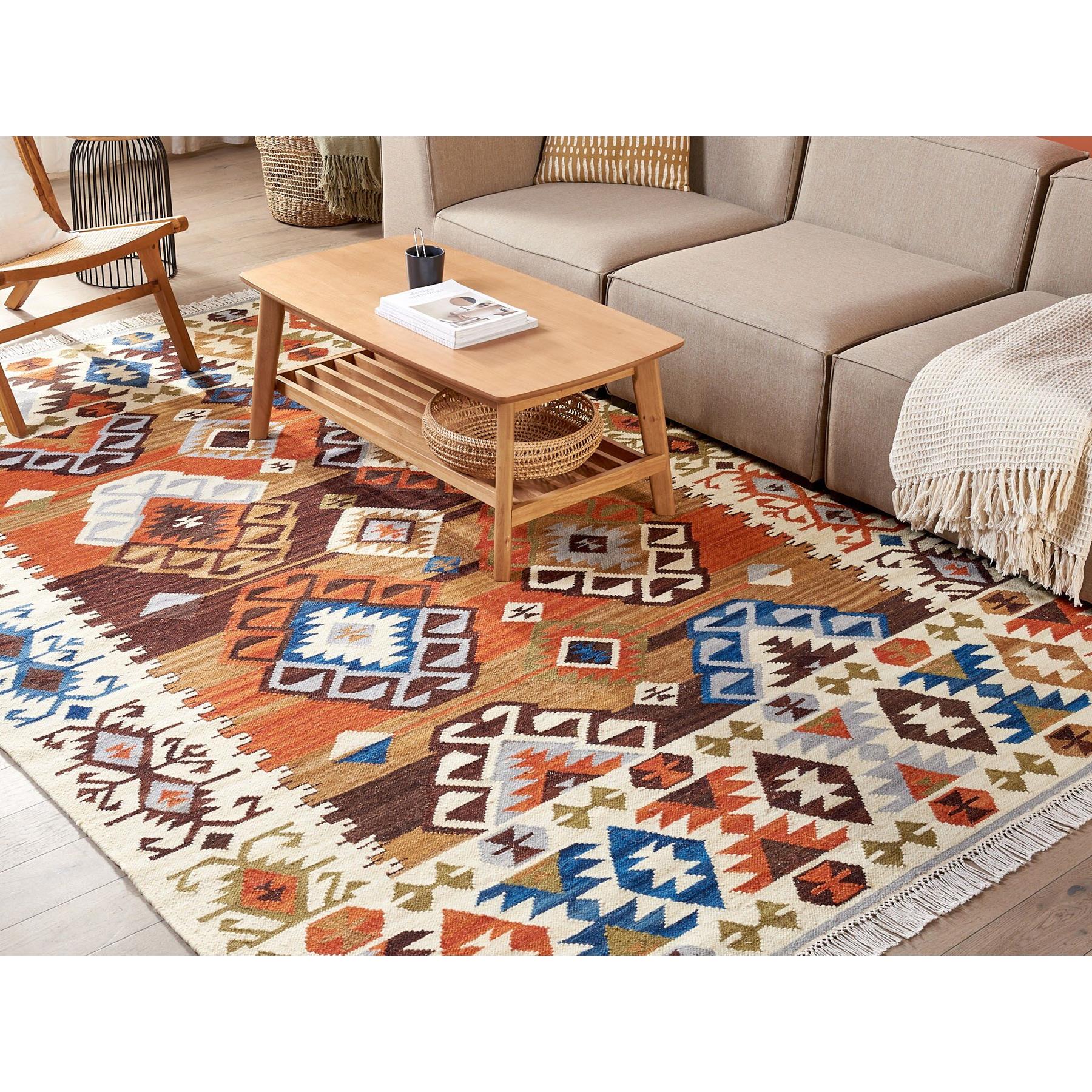 Beliani-VOSKETAP-Kelim vloerkleed-Multicolor-200 x 300 cm-Wol
