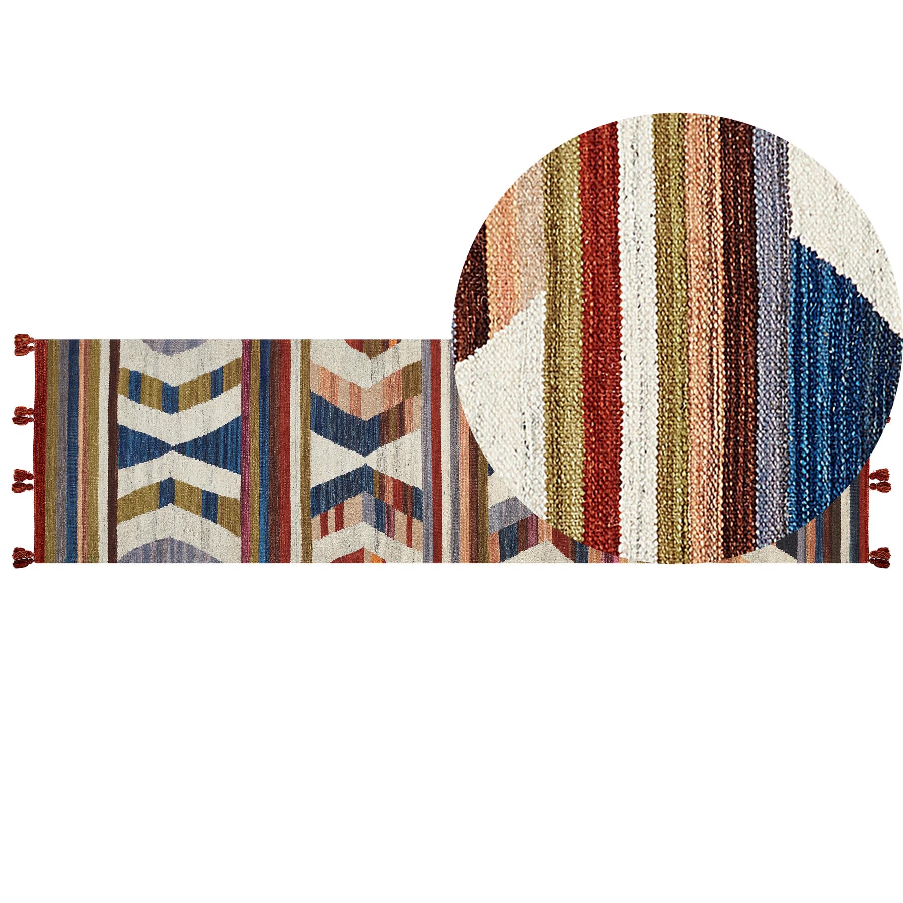 Beliani - MRGASHAT - Kelim vloerkleed - Multicolor - 80 x 300 cm - Wol