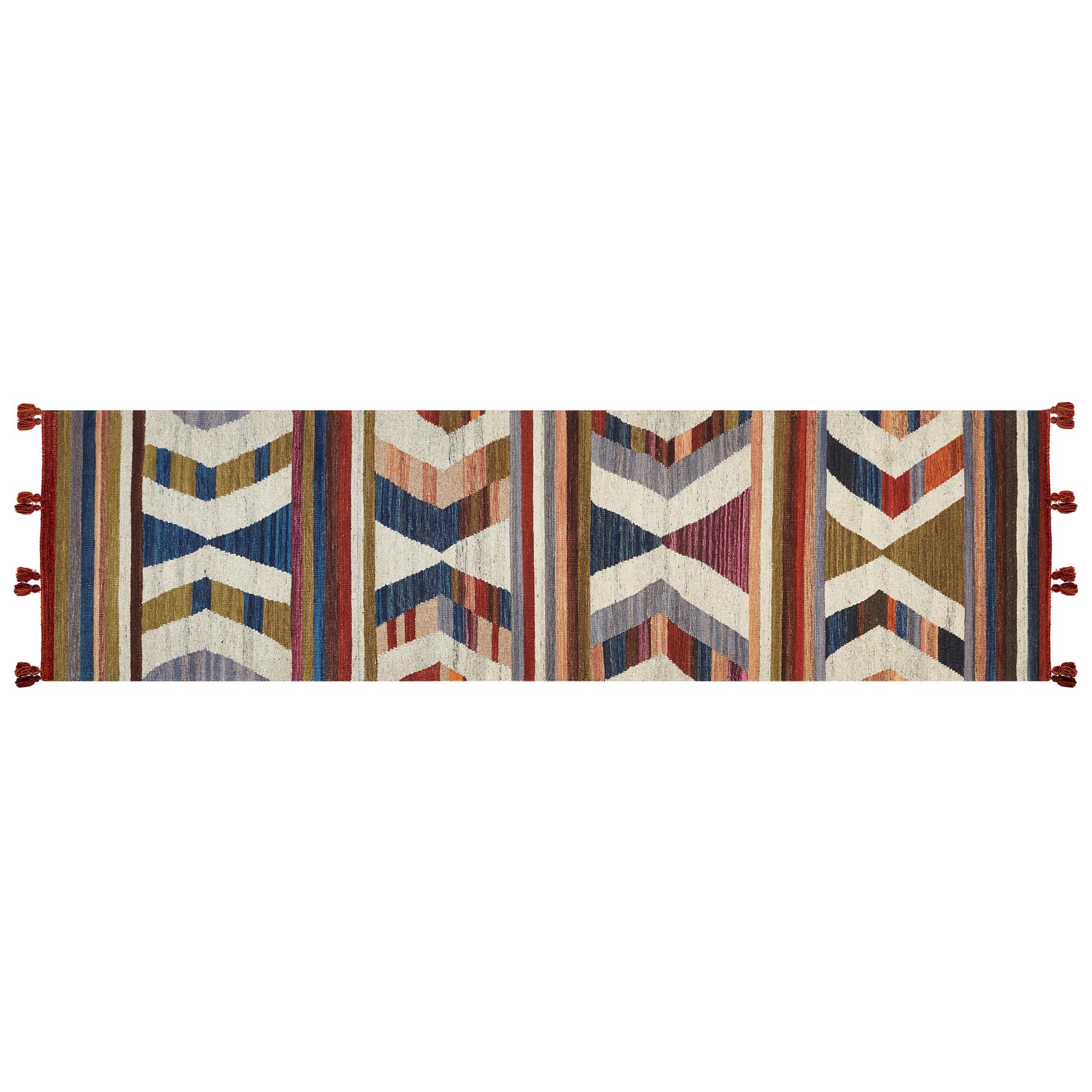 Beliani - MRGASHAT - Kelim vloerkleed - Multicolor - 80 x 300 cm - Wol