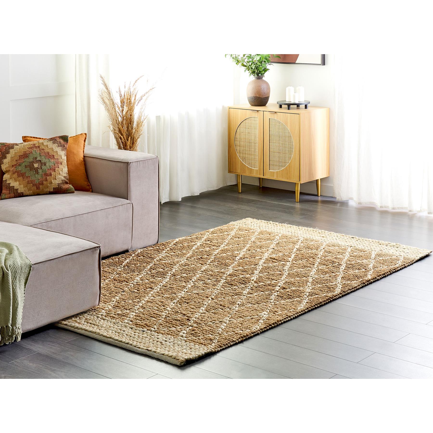 Beliani - ZORAVA - Laagpolig vloerkleed - Beige - 160 x 230 cm - Jute
