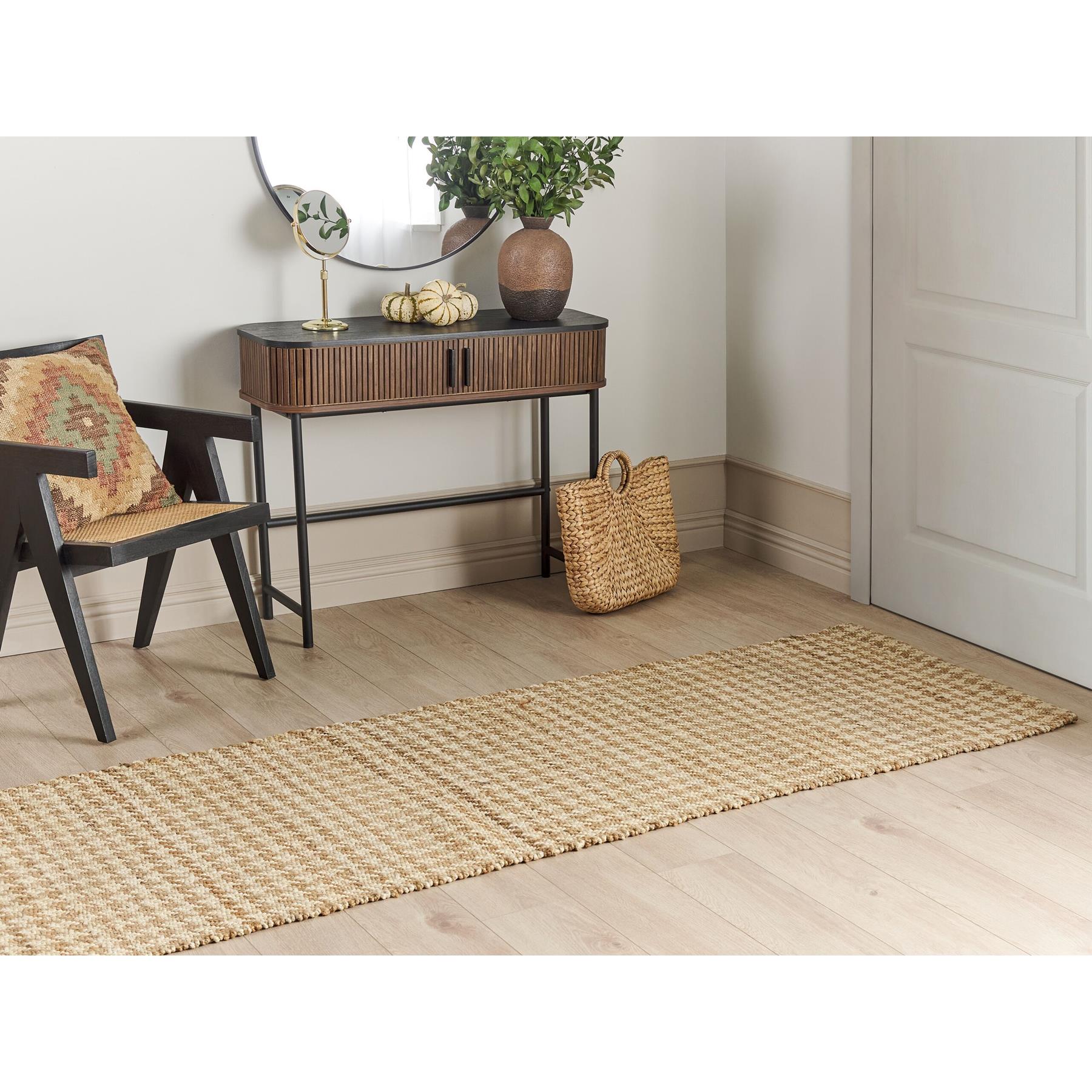 Beliani - ARAPTEPE - Laagpolig vloerkleed - Beige - 80 x 300 cm - Jute