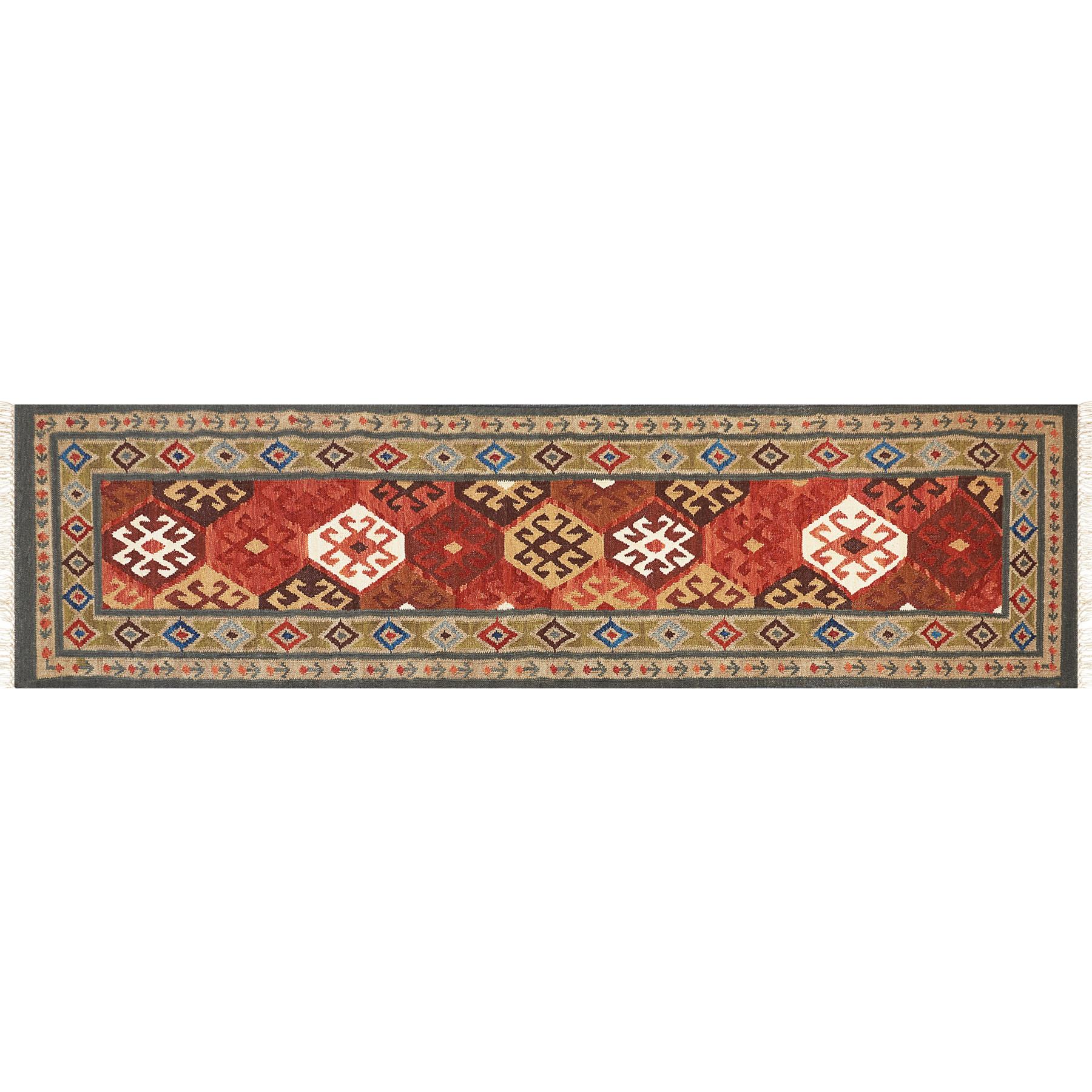 Beliani-URTSADZOR-Kelim vloerkleed-Multicolor-80 x 300 cm-Wol