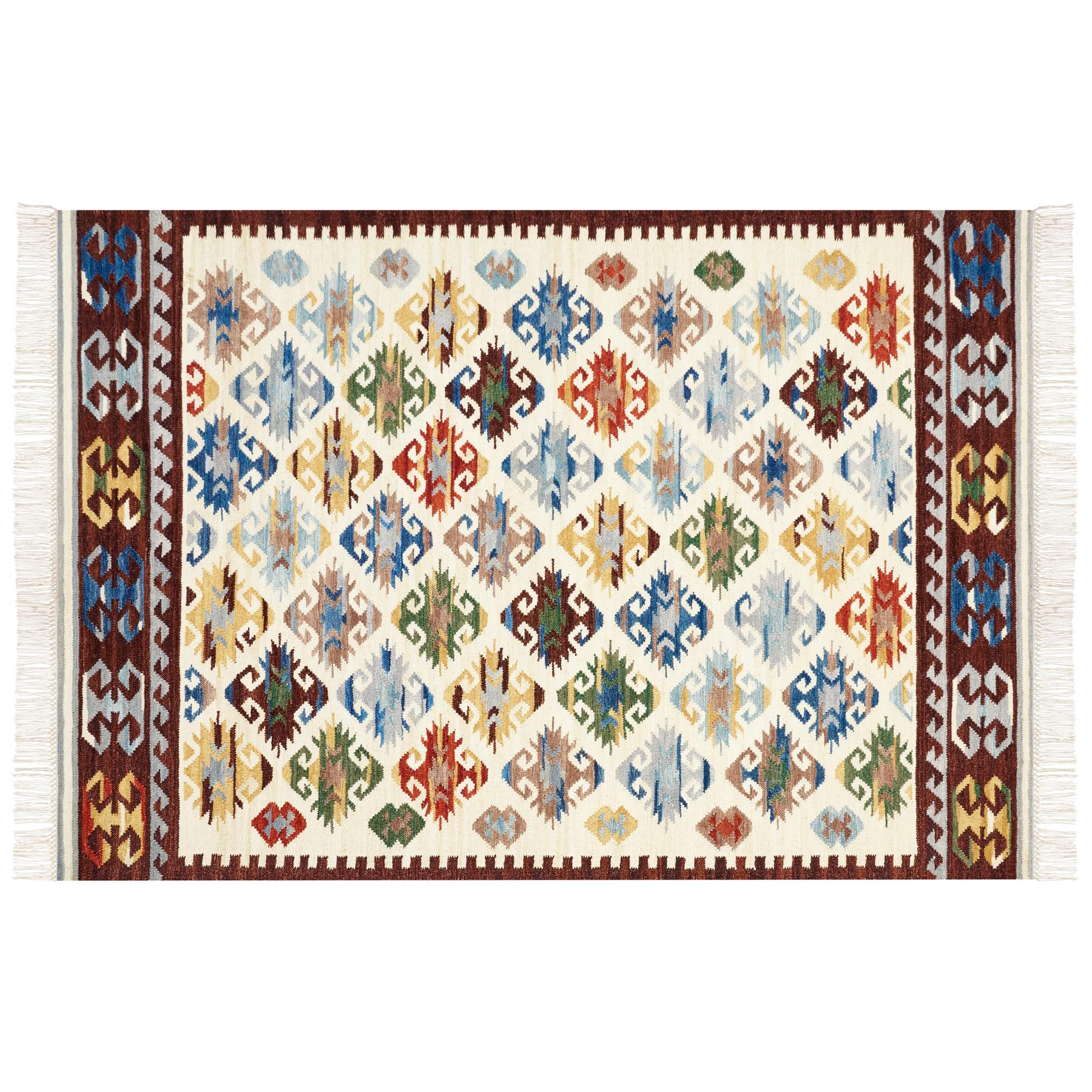 Beliani-AKNALICH-Kelim vloerkleed-Multicolor-160 x 230 cm-Wol