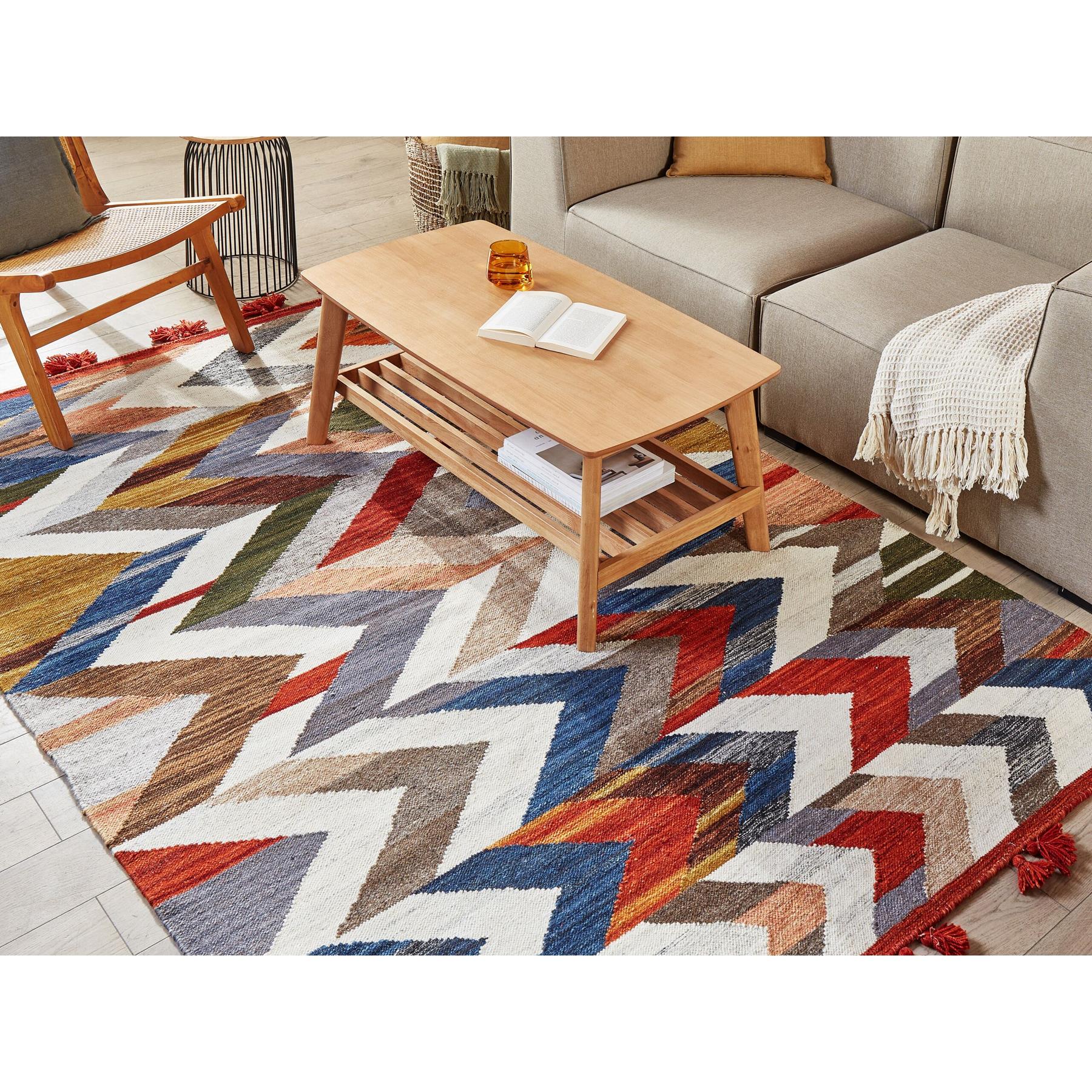 Beliani-KANAKERAVAN-Kelim vloerkleed-Multicolor-160 x 230 cm-Wol