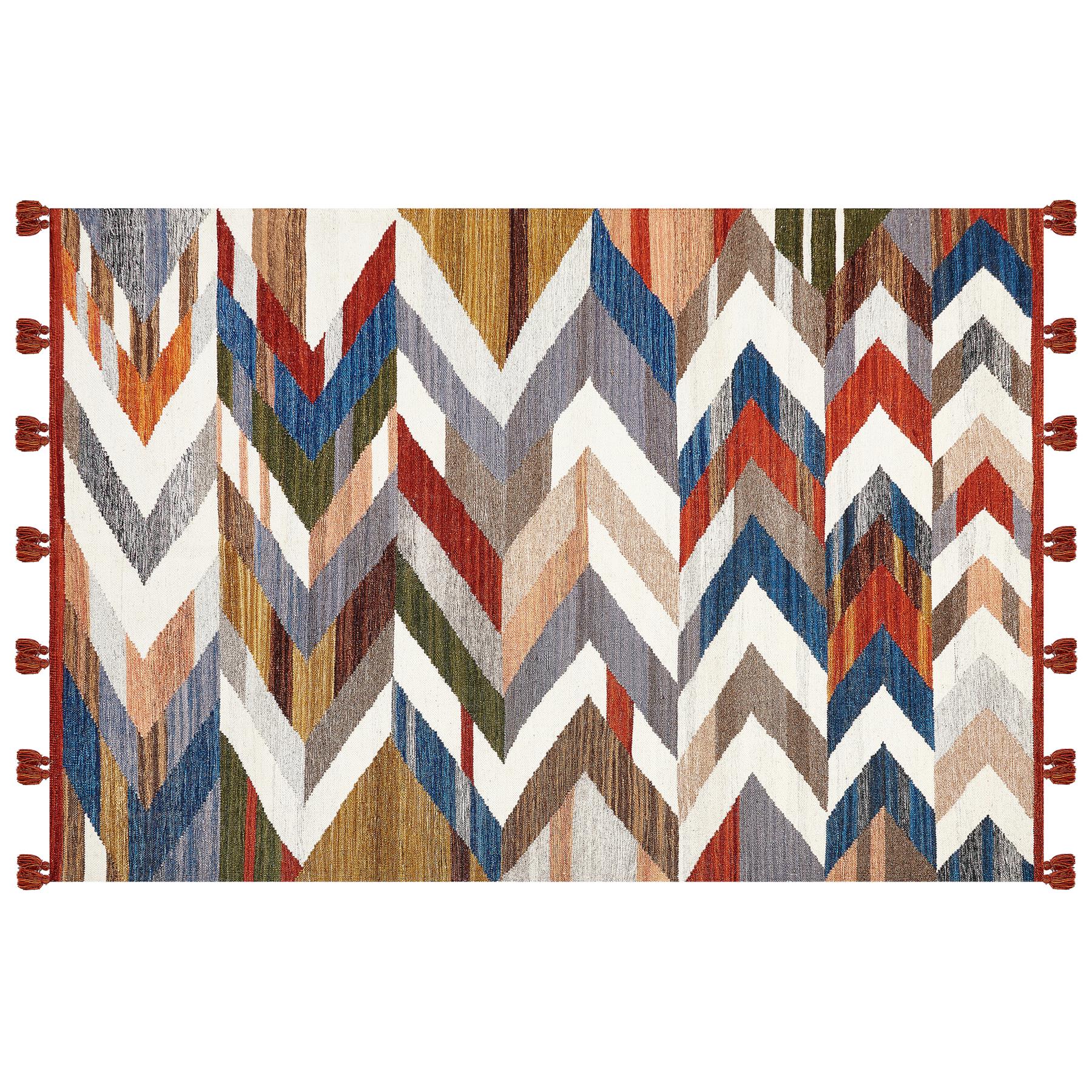 Beliani-KANAKERAVAN-Kelim vloerkleed-Multicolor-160 x 230 cm-Wol