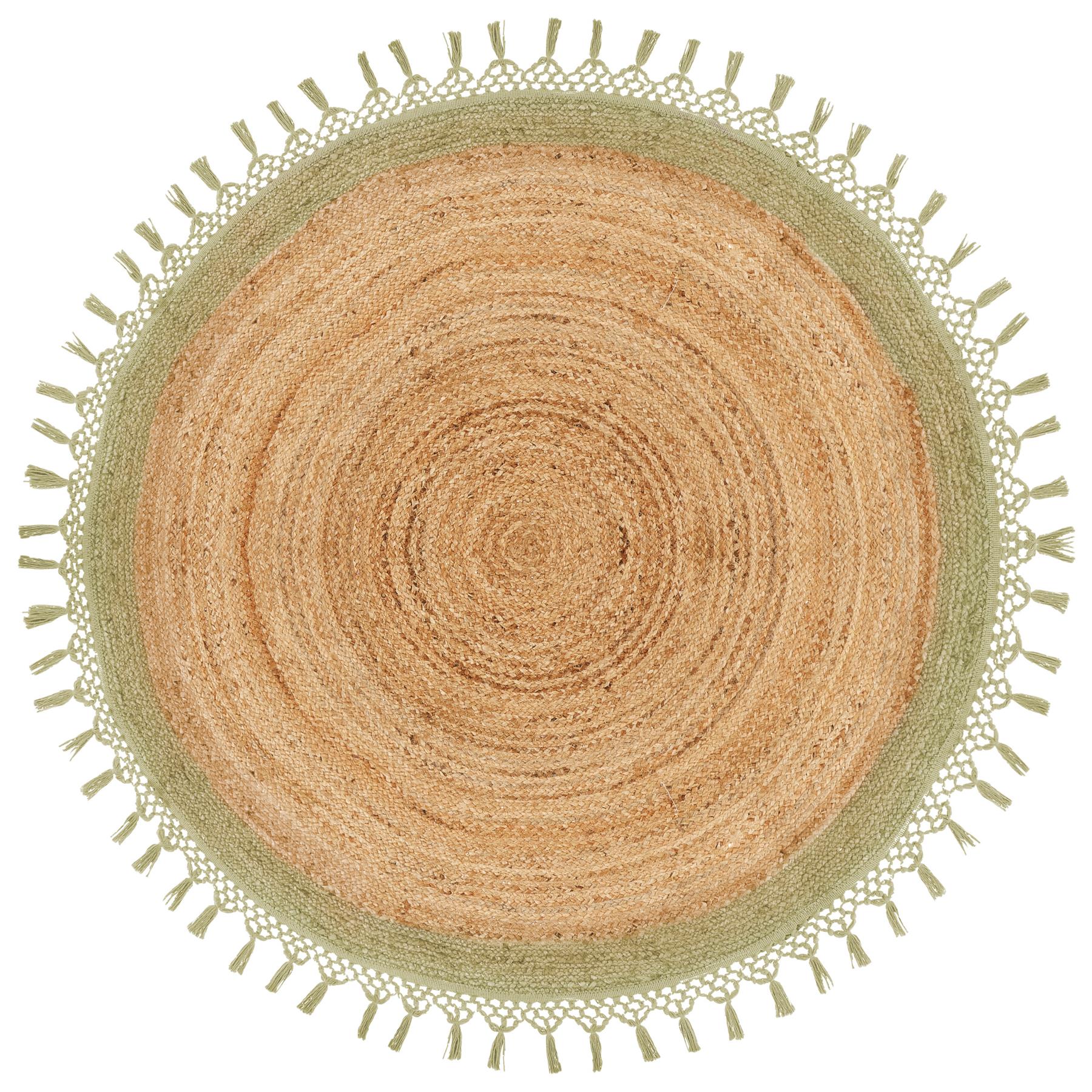 Beliani - MARTS - Vloerkleed - Beige|groen - 140 cm - Jute