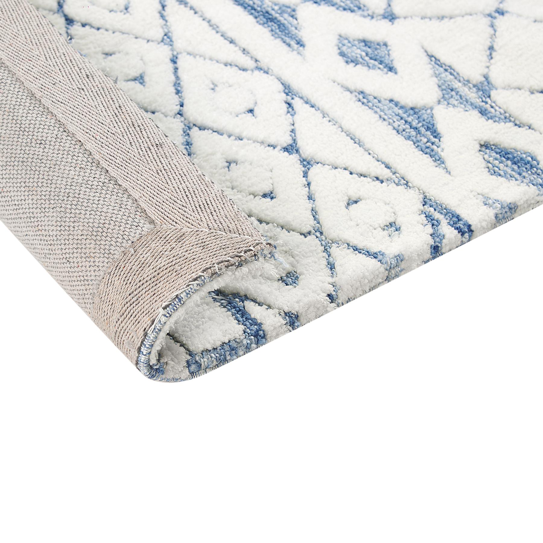 Beliani - MARGAND - Vloerkleed - Wit|Blauw - 160 x 230 cm - Polyester
