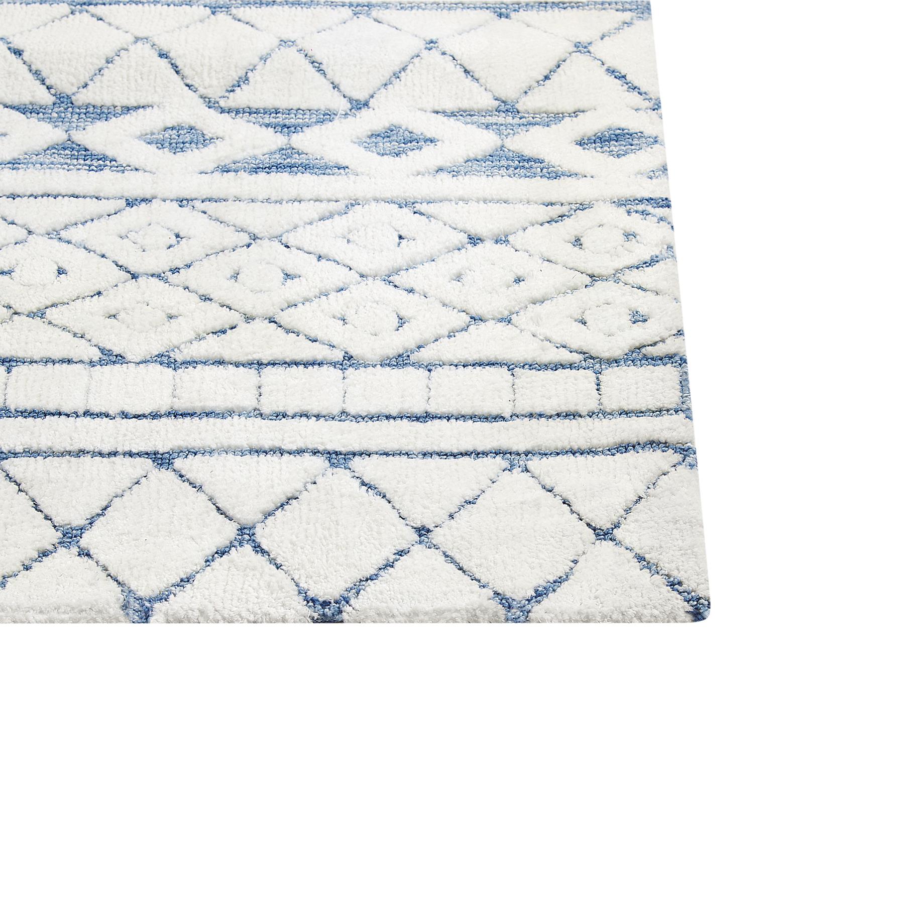 Beliani - MARGAND - Vloerkleed - Wit|Blauw - 160 x 230 cm - Polyester
