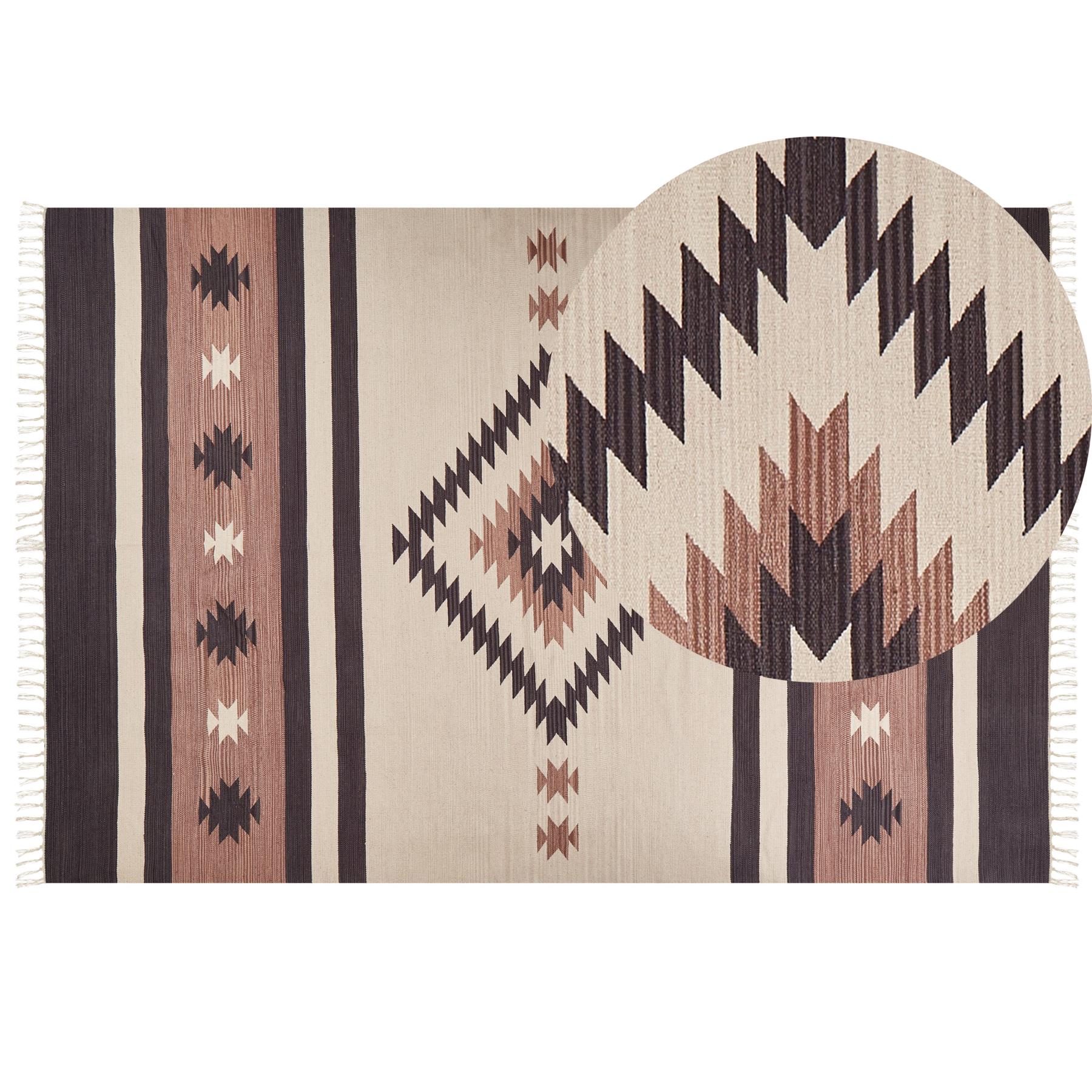 Beliani - ARAGATS - Vloerkleed - Beige|bruin - 200 x 300 cm - Katoen