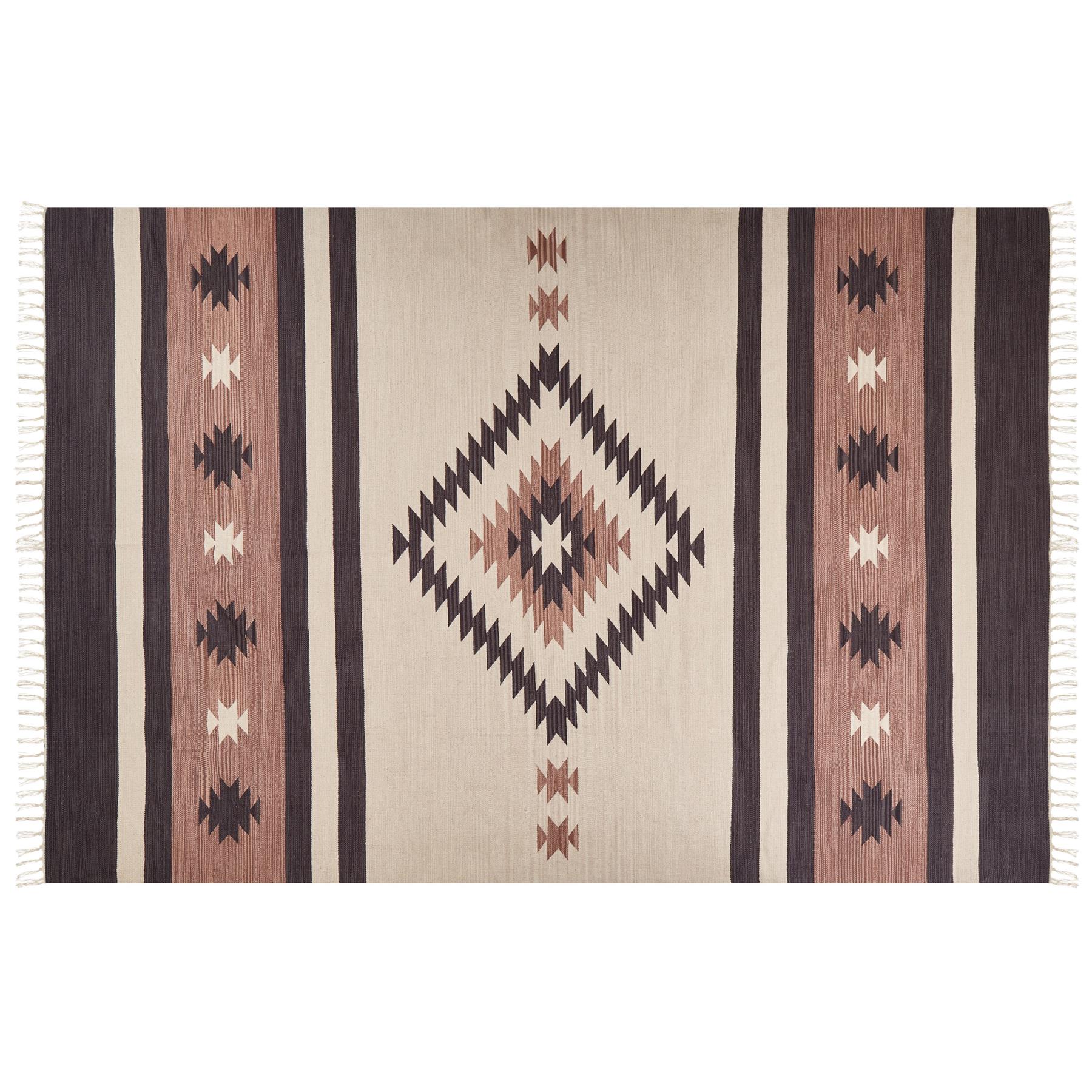 Beliani - ARAGATS - Vloerkleed - Beige|bruin - 200 x 300 cm - Katoen