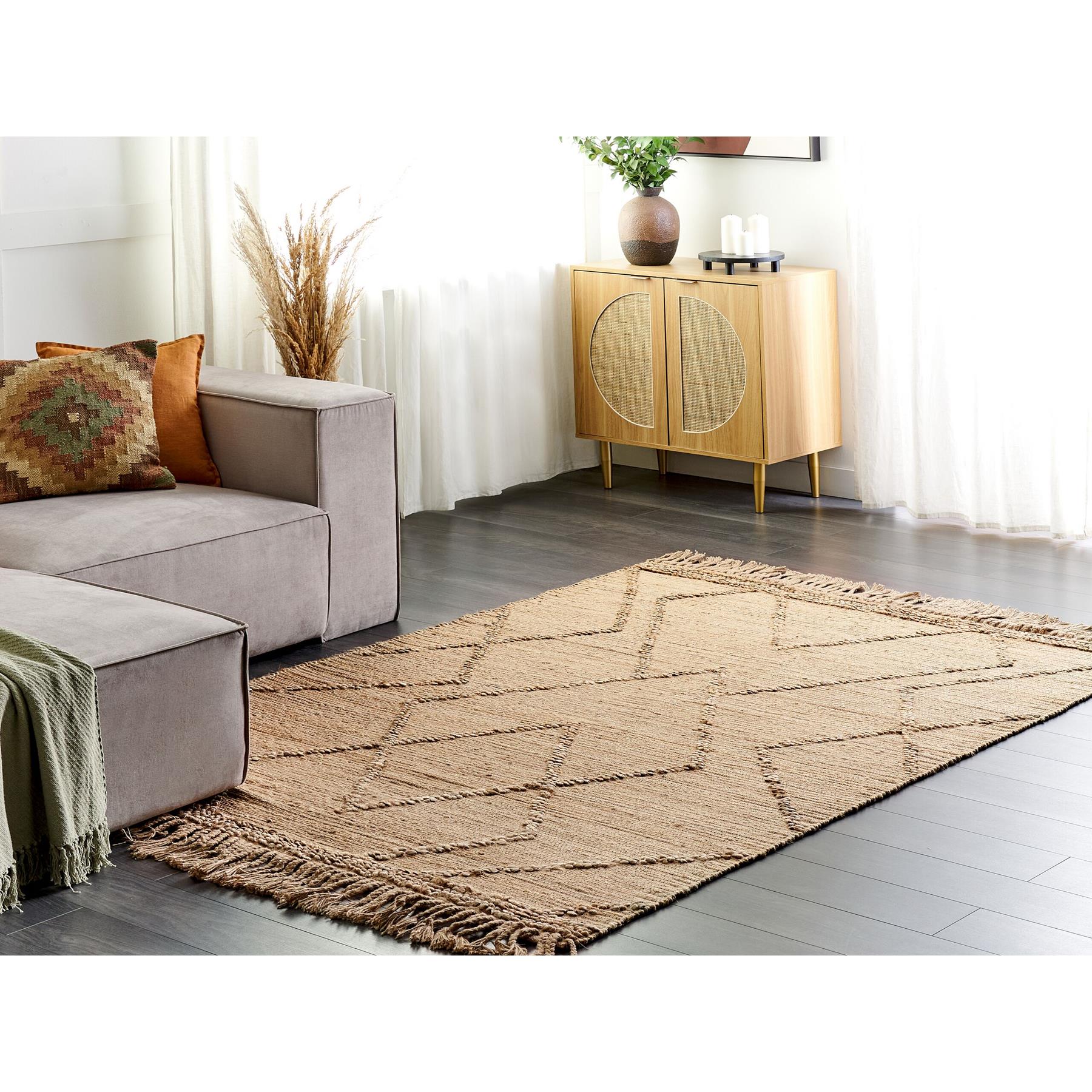 Beliani - HANDERE - Vloerkleed - Beige - 160 x 230 cm - Jute