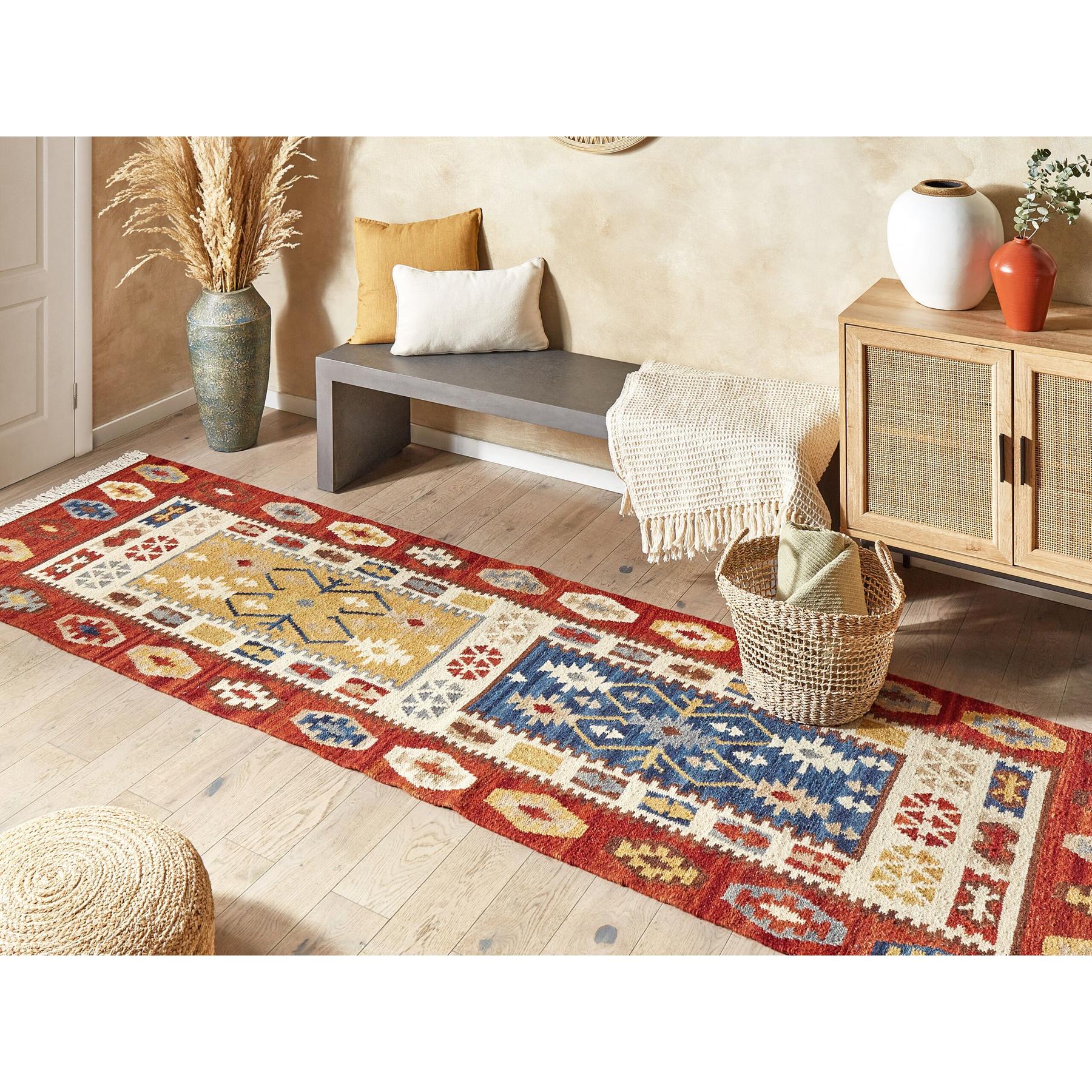 Beliani - VOSKEHAT - Kelim vloerkleed - Multicolor - 80 x 300 cm - Wol