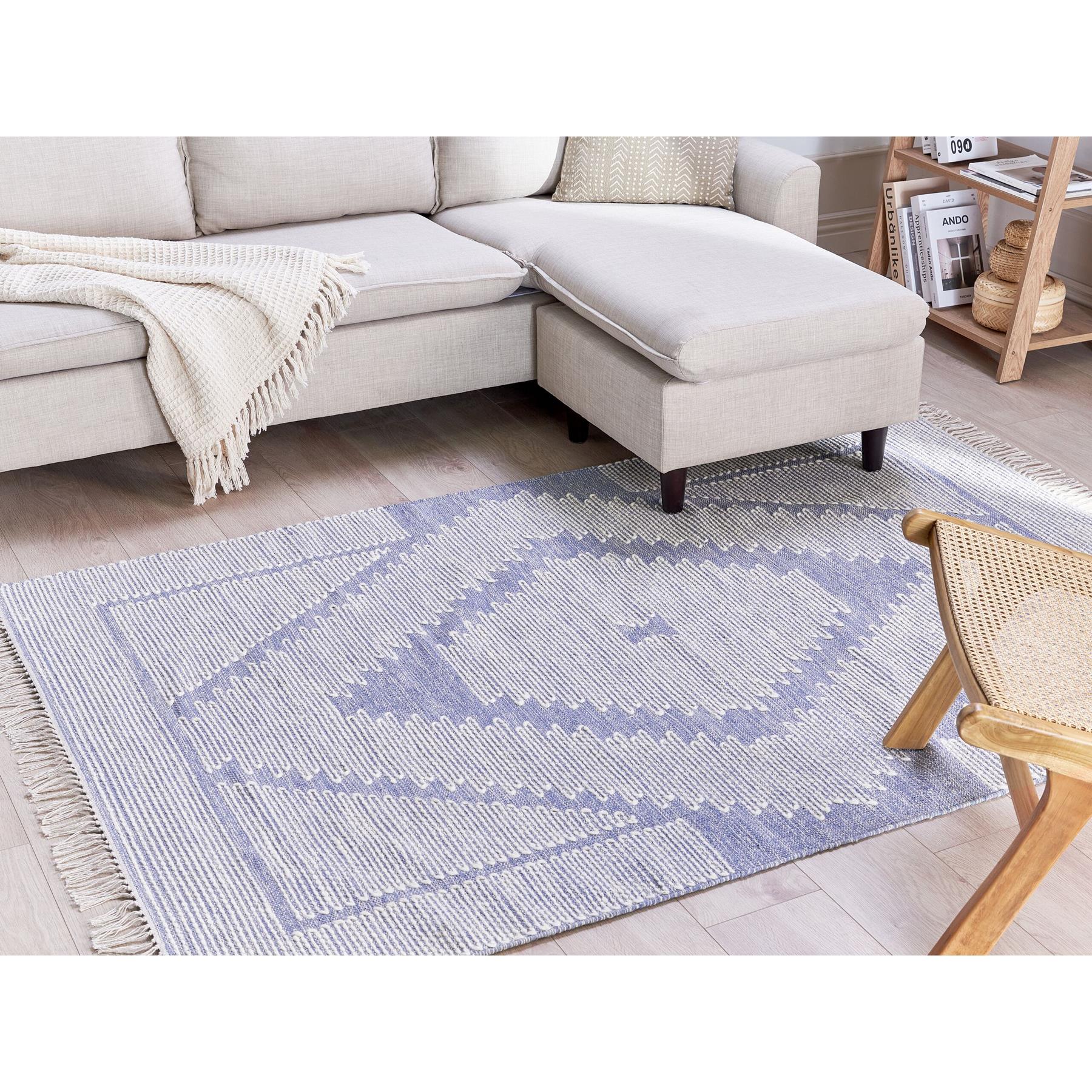 Beliani-ANSAR-Laagpolig vloerkleed-Gebroken wit-140 x 200 cm-Katoen