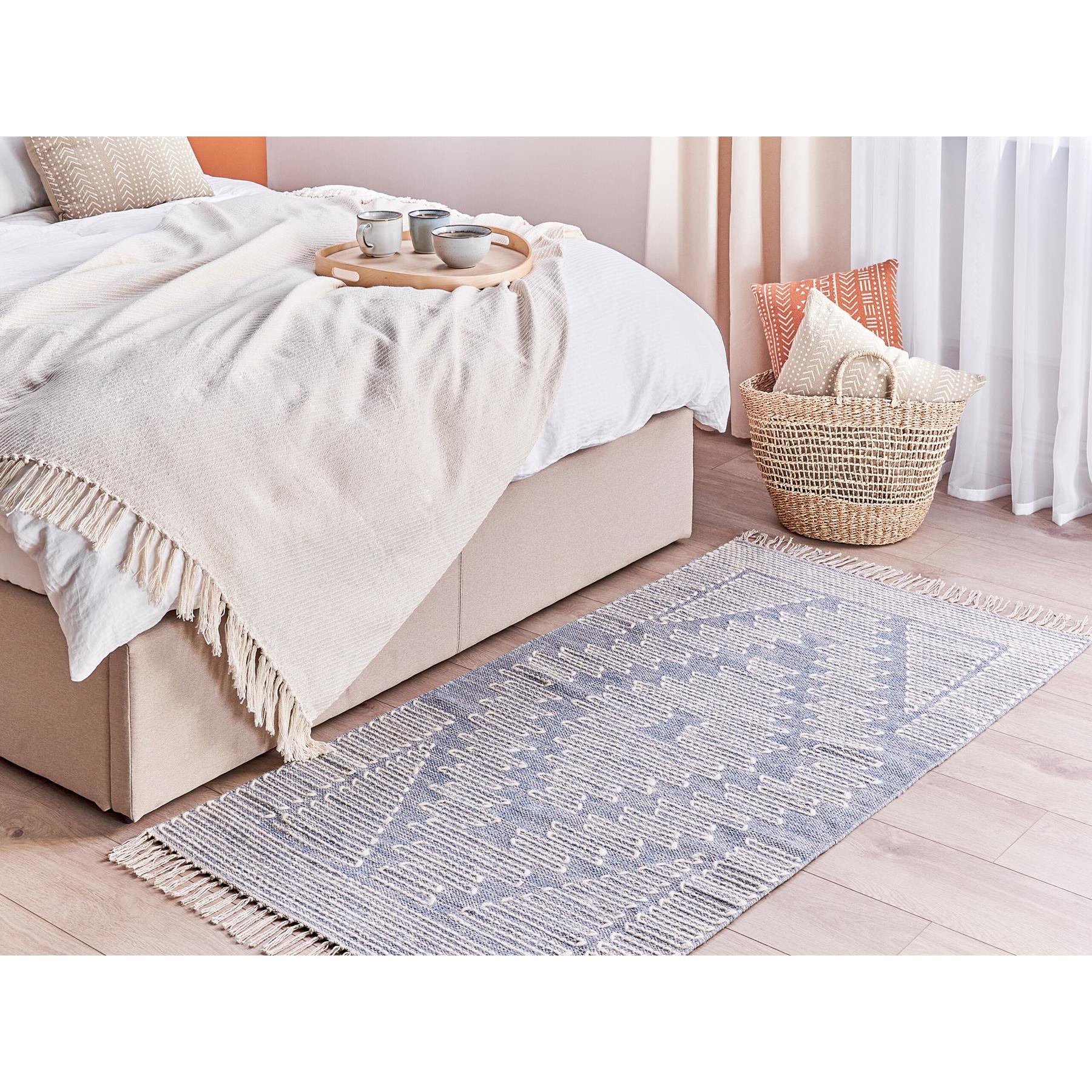 Beliani-ANSAR-Laagpolig vloerkleed-Gebroken wit-80 x 150 cm-Katoen