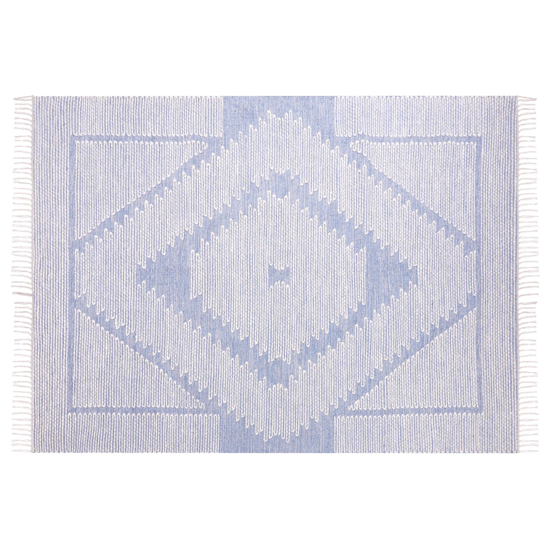Beliani-ANSAR-Laagpolig vloerkleed-Gebroken wit-140 x 200 cm-Katoen