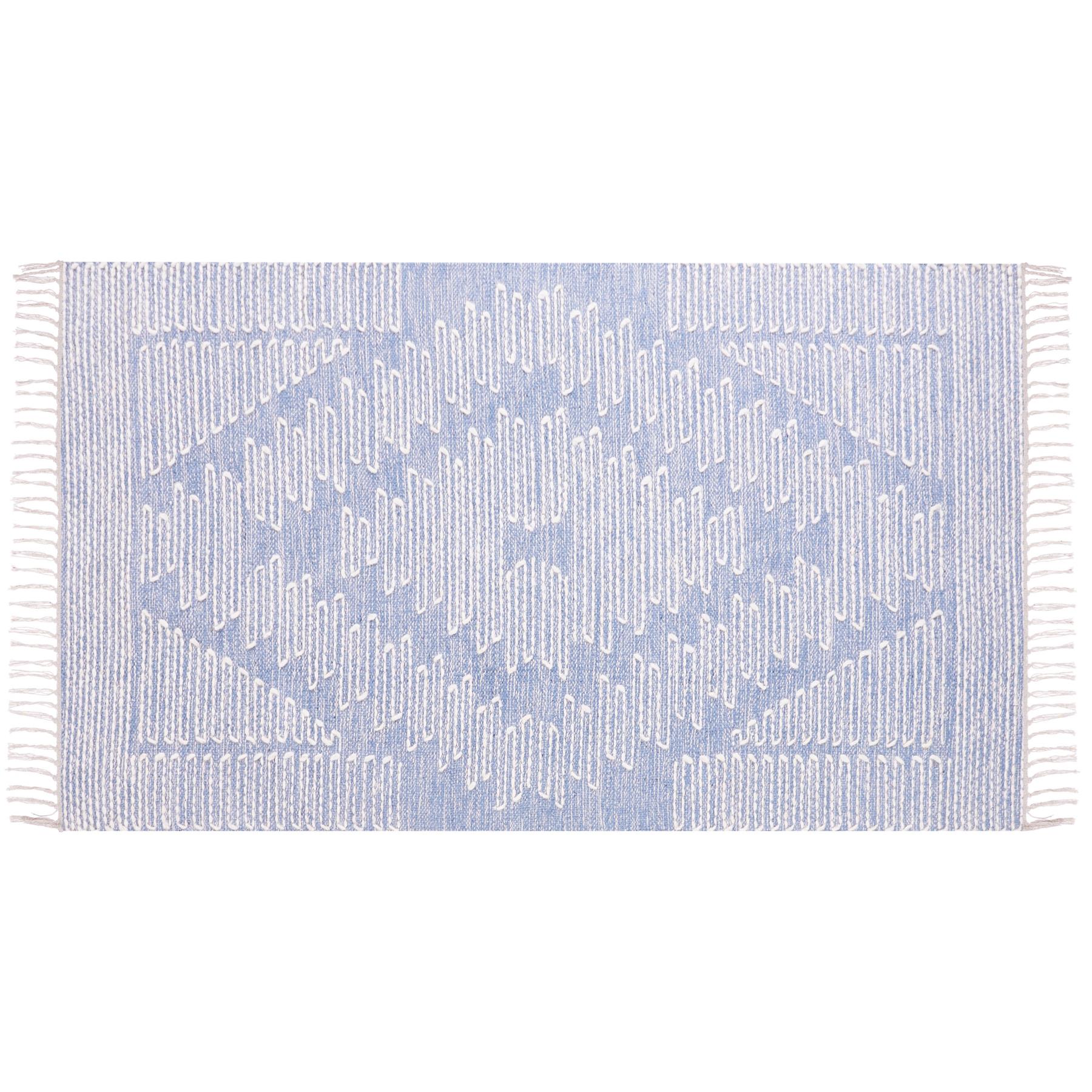 Beliani-ANSAR-Laagpolig vloerkleed-Gebroken wit-80 x 150 cm-Katoen
