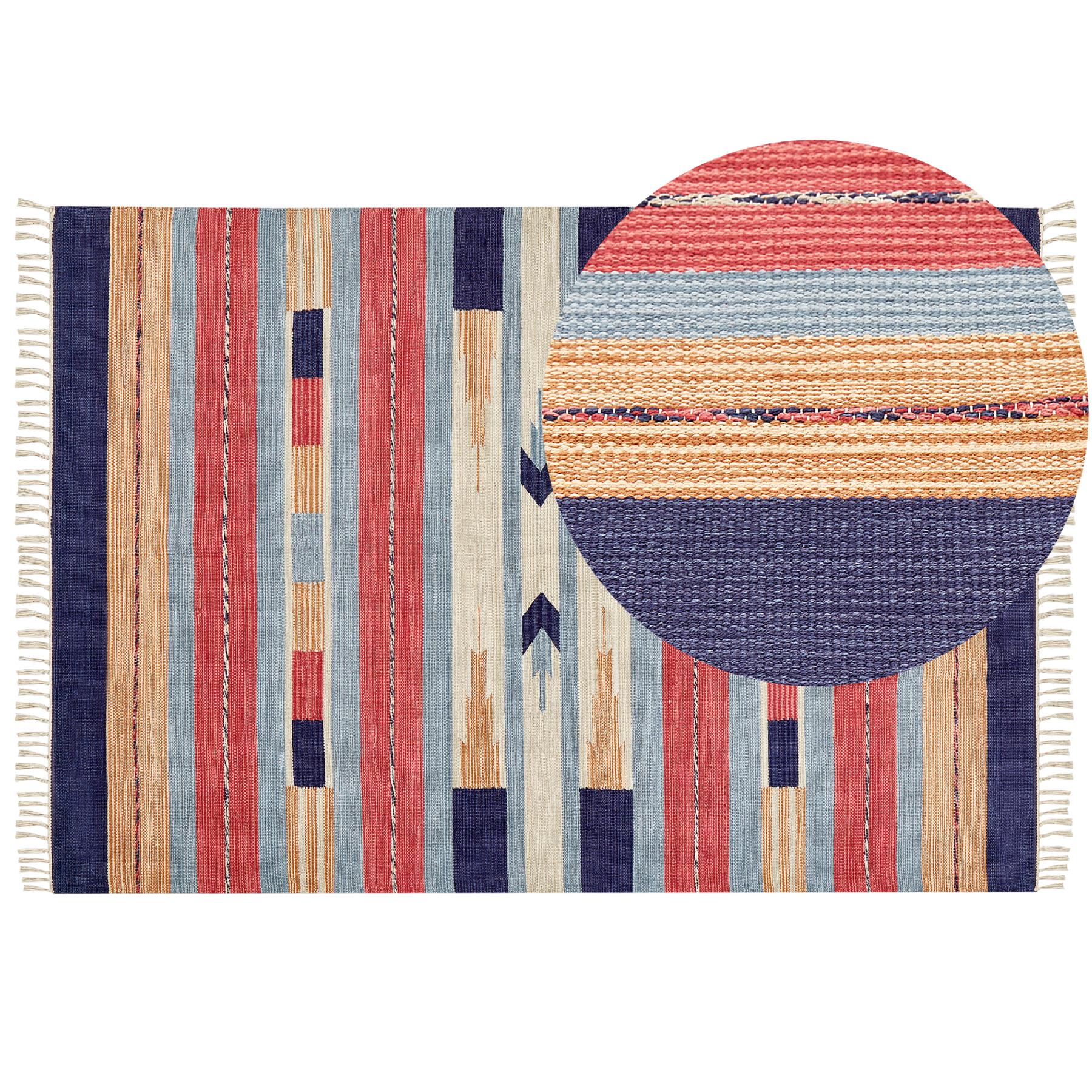 Beliani - GANDZAK - Vloerkleed - Meerkleurig - 140 x 200 cm - Katoen