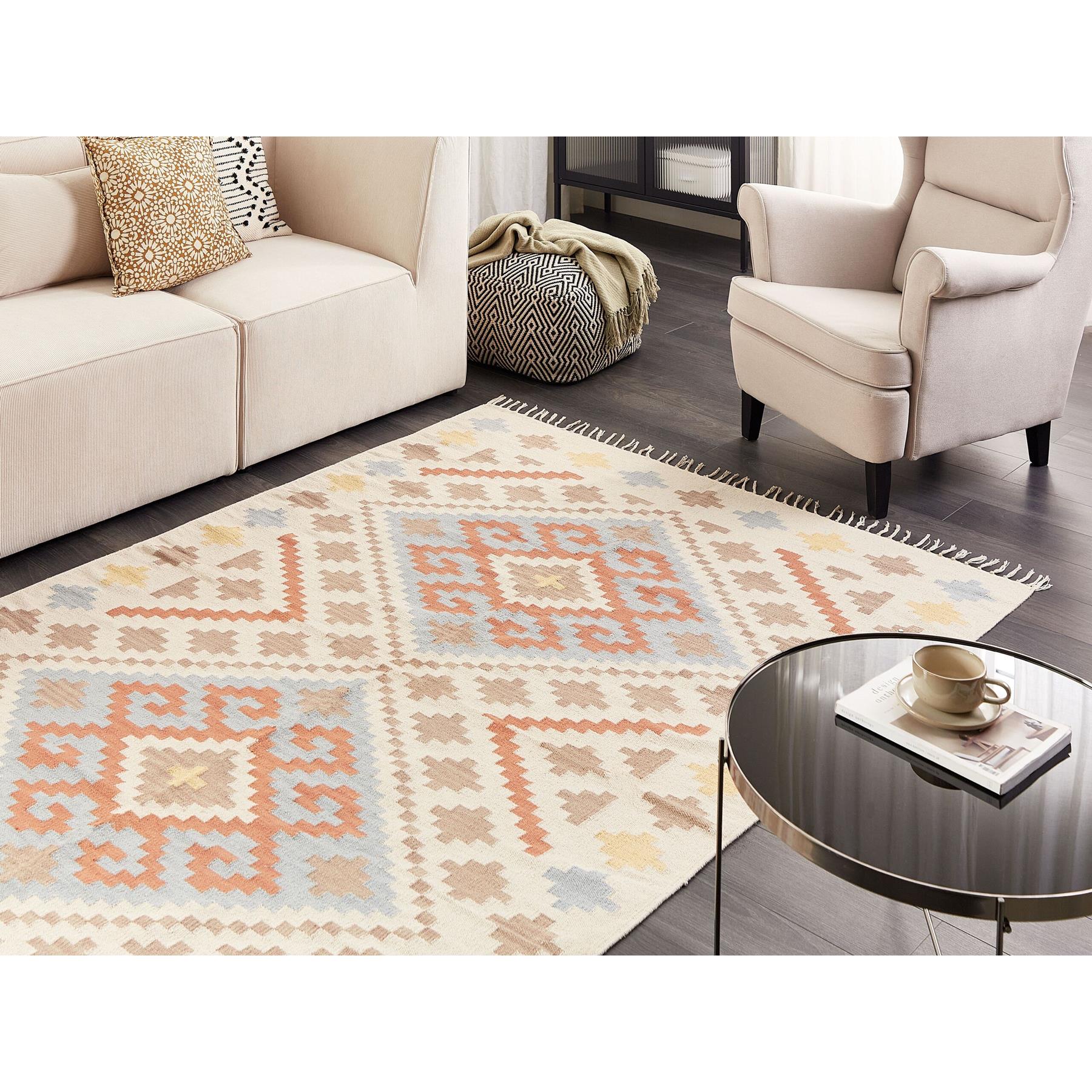 Beliani-ATAN-Kelim vloerkleed-Meerkleurig-160 x 230 cm- Katoen