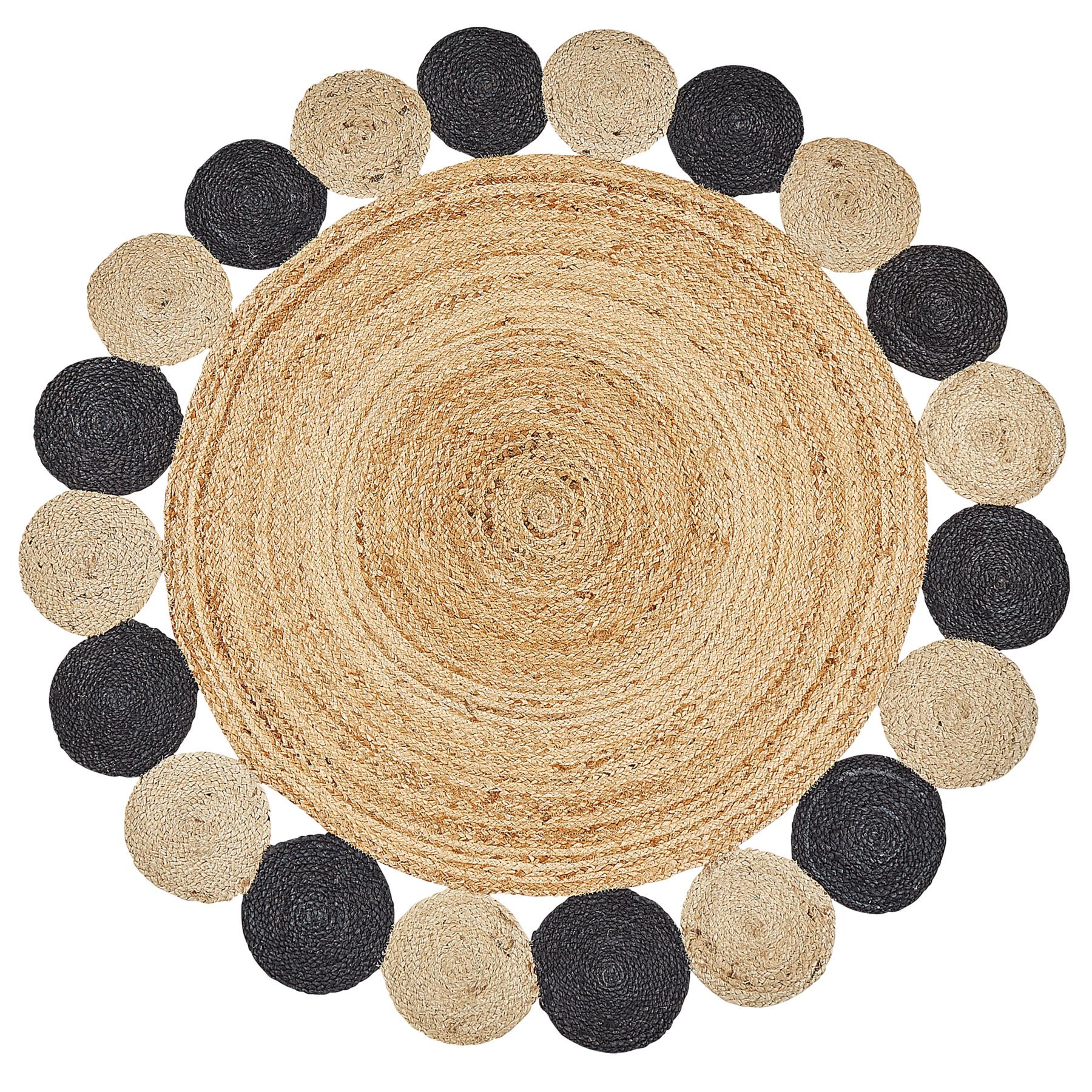 Beliani - VOSTAN - Vloerkleed - Zwart - Ã¸ 140 cm - Jute