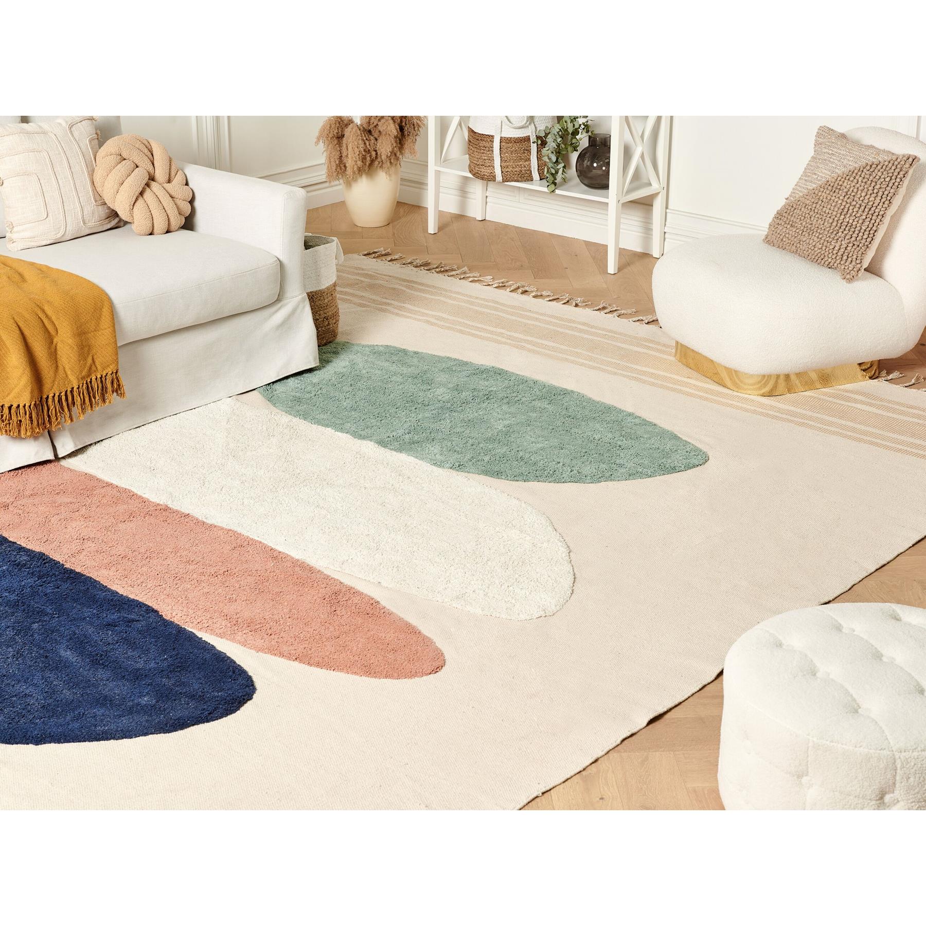 Beliani - ZEYNAK - Vloerkleed - Beige - 300 x 400 cm - Katoen