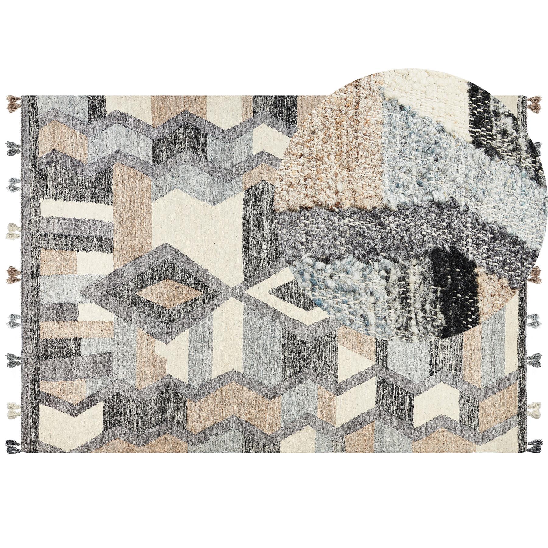 Beliani-AYGEZARD-Kelim vloerkleed-Multicolor-200 x 300 cm-Wol