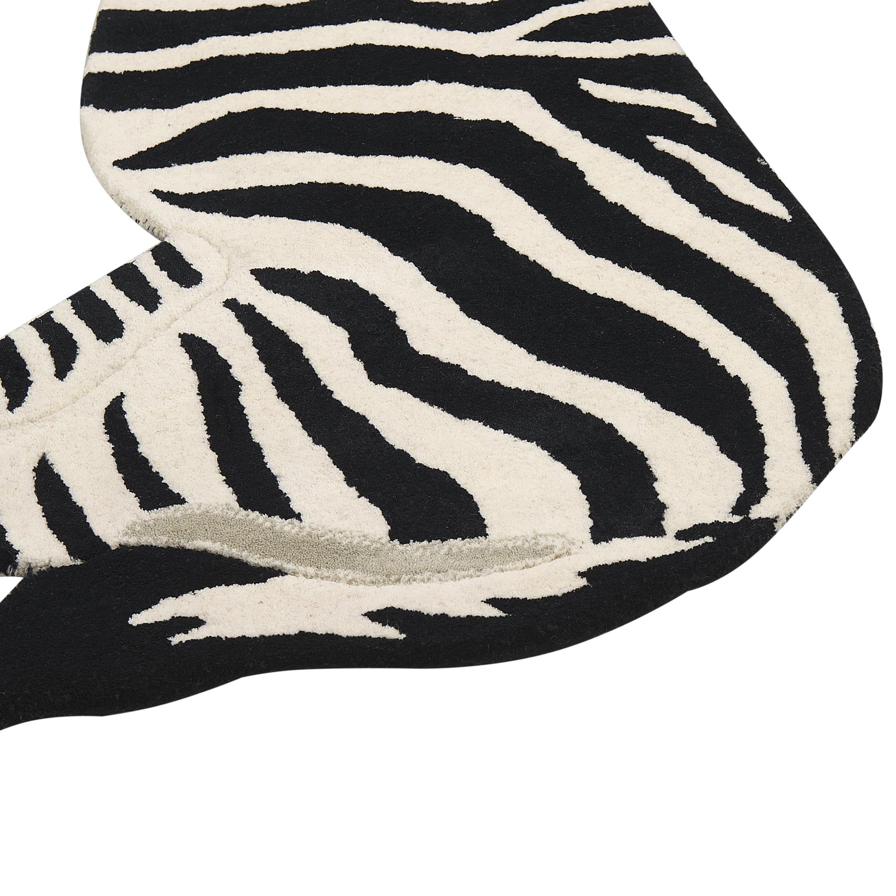 Beliani - KHUMBA - Kindervloerkleed - Wit|Zwart - 100 x 160 cm - Wol