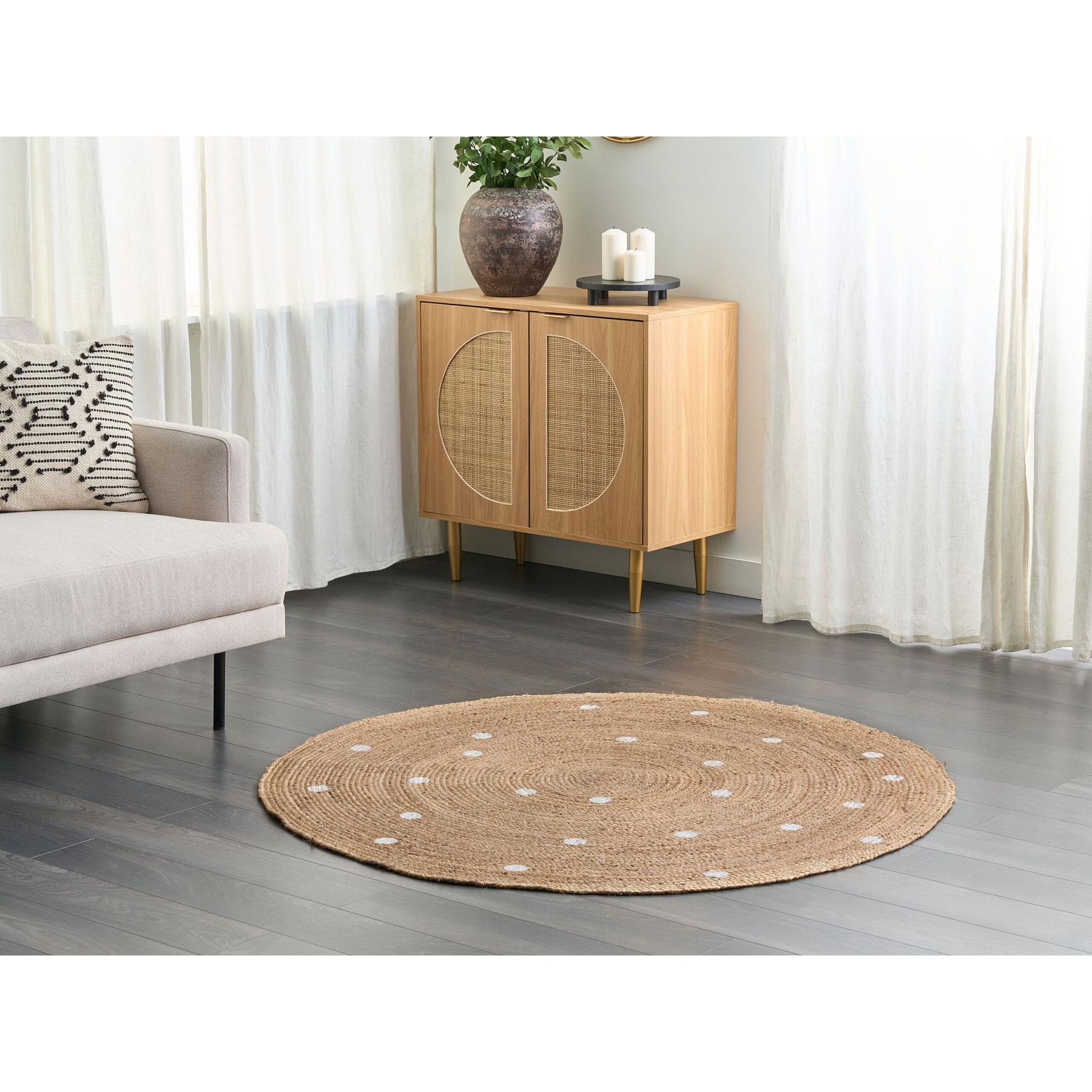 Beliani - KHARRA - Laagpolig vloerkleed - Beige - ø 140 cm - Jute