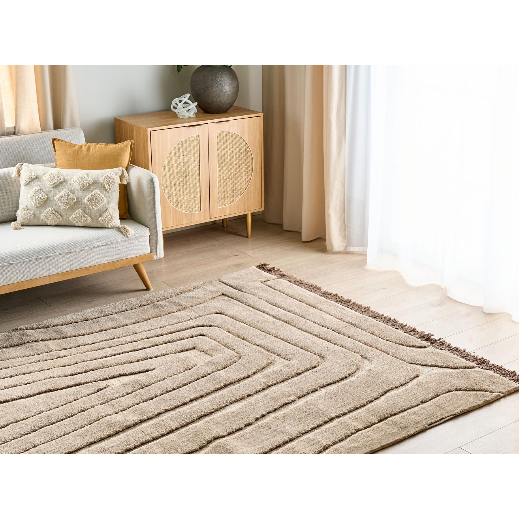 Beliani - SAZOO - Vloerkleed - Beige - 200 x 300 cm - Polyester