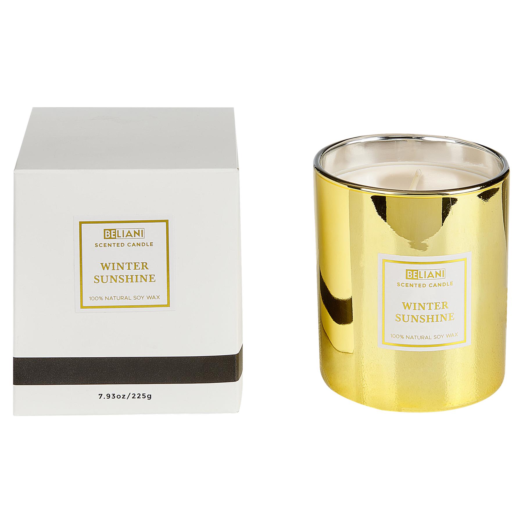 Beliani-METALLIC GLAMOUR-Geurkaars set-Appel|Jasmijn|Winterzon-Soja wax