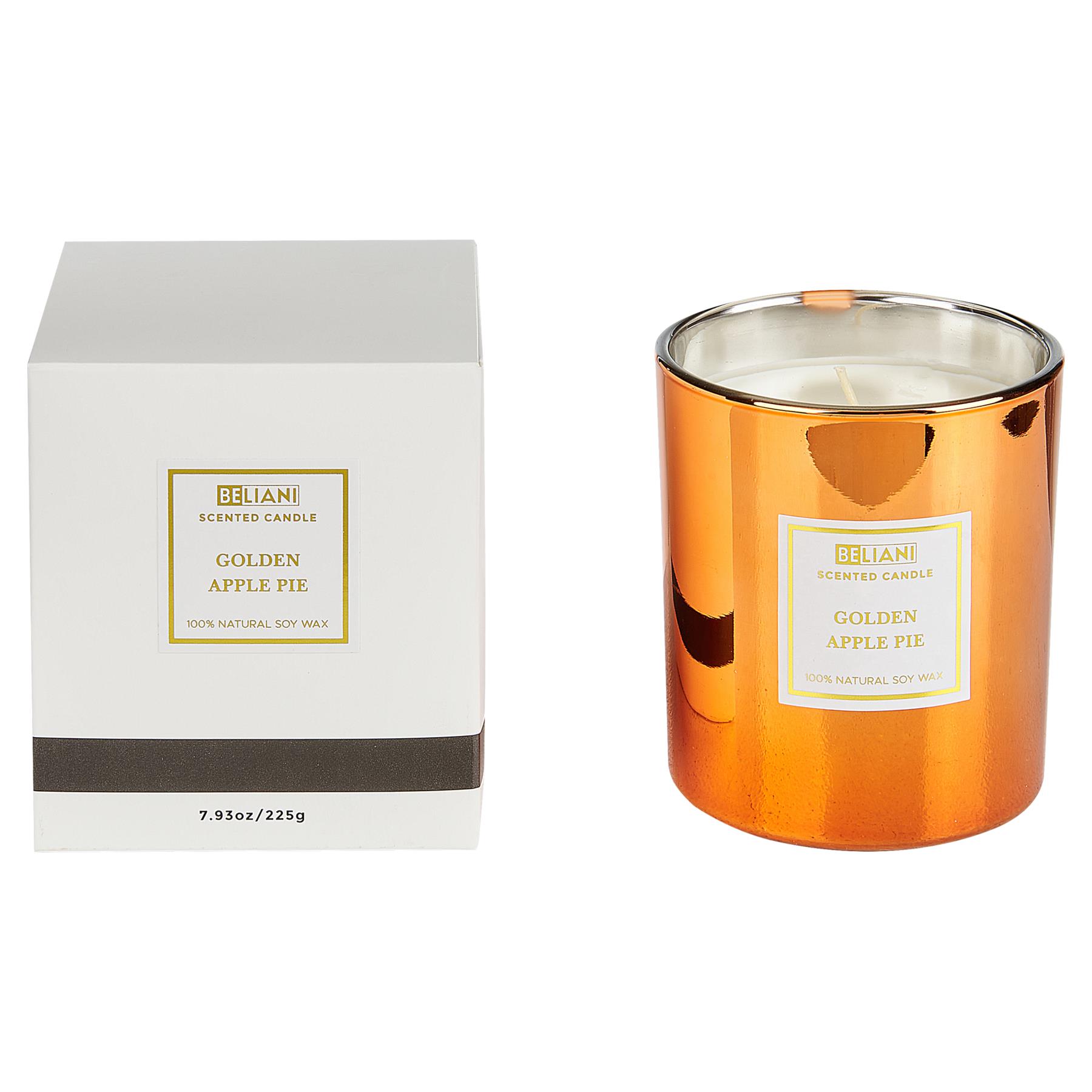 Beliani-METALLIC GLAMOUR-Geurkaars set-Appel|Jasmijn|Winterzon-Soja wax