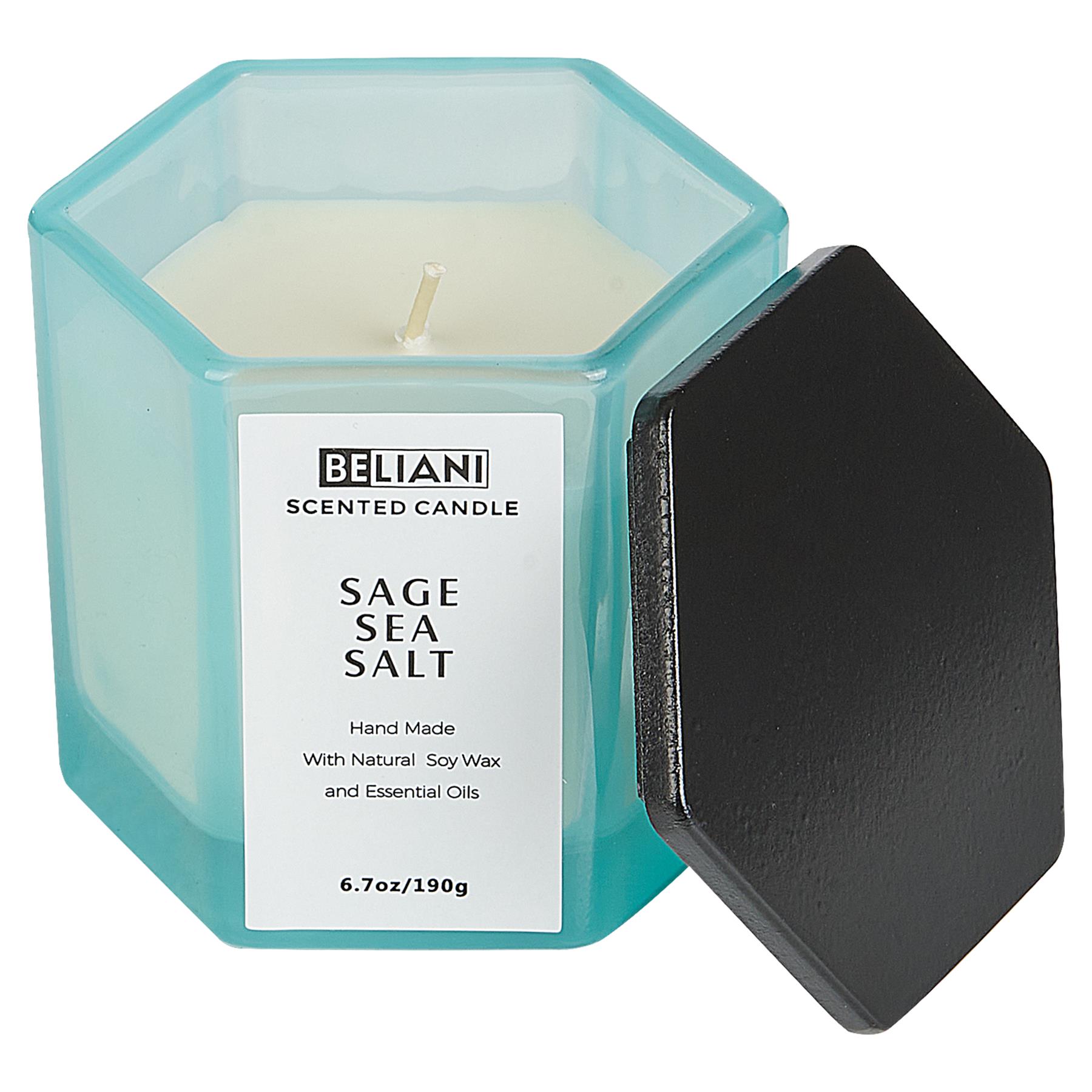 Beliani-CLASSY TINT-Geurkaars en geurstokjes-Salie Zeezout- Soja wax