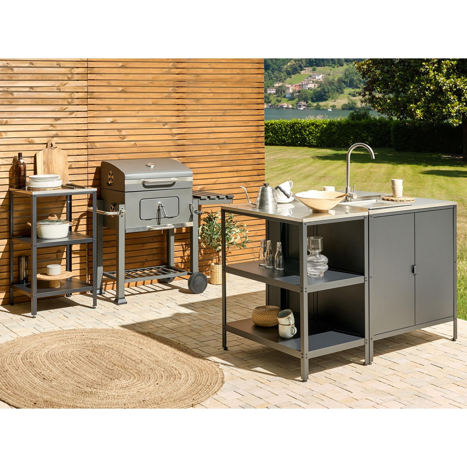 Beliani - VILAMA - Buitenkeuken eiland - Zwart - 80x50x92 cm - Staal